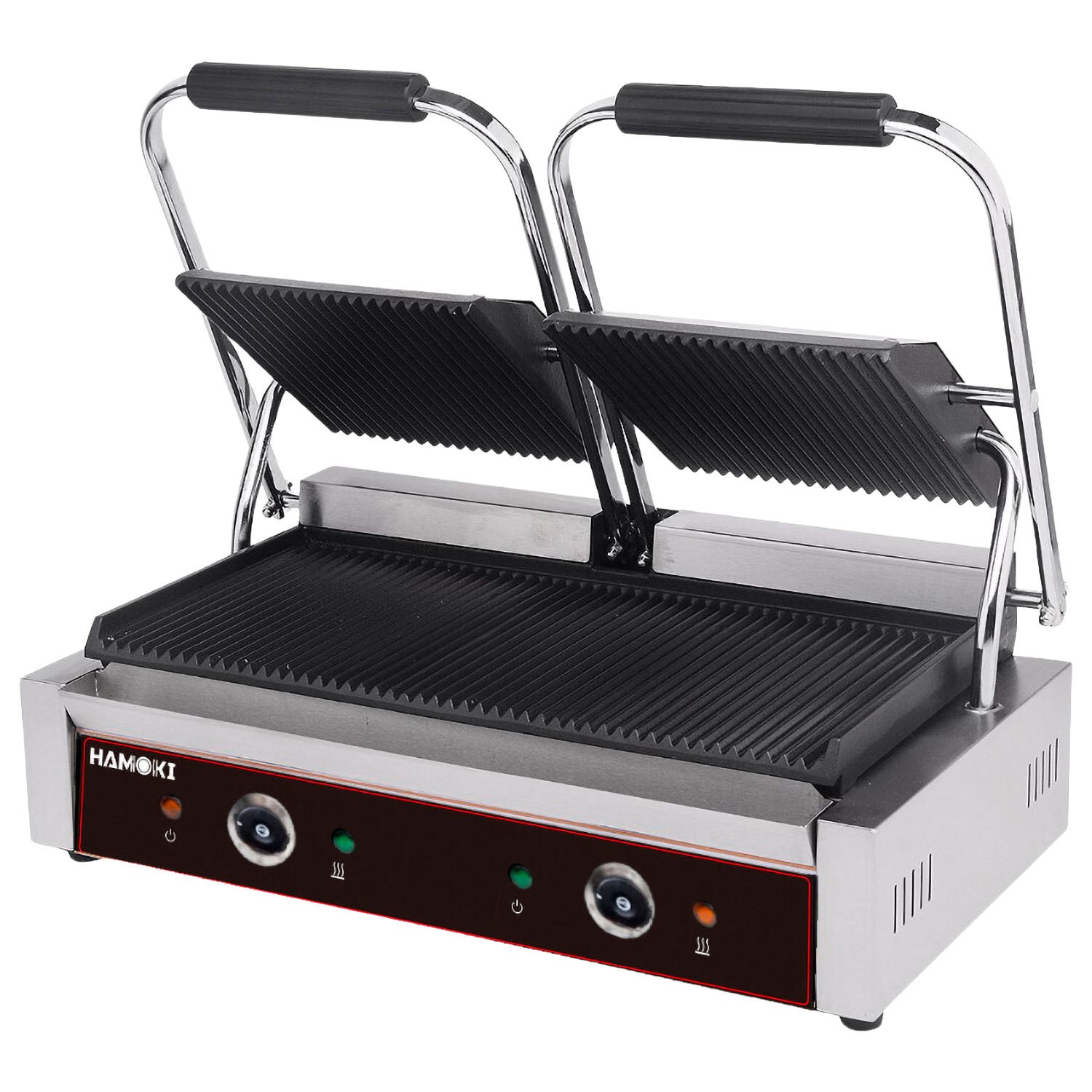 Hamoki Professional Twin Contact Grill Ribbed Cast Iron 2 X 13A Plug-In 101017 - Image 2