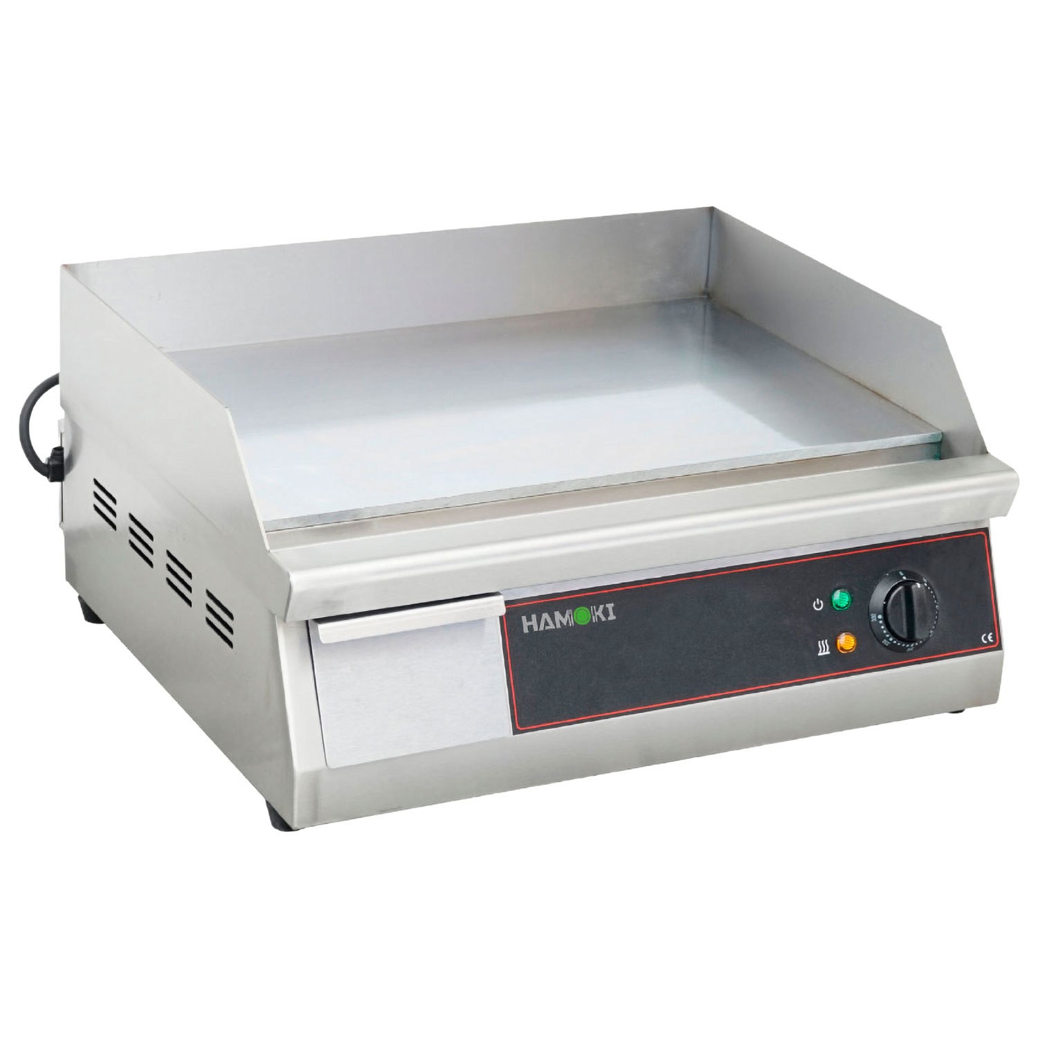 Hamoki Stainless Steel Electric Griddle - 550Mm Wide Smooth Chrome Plug In