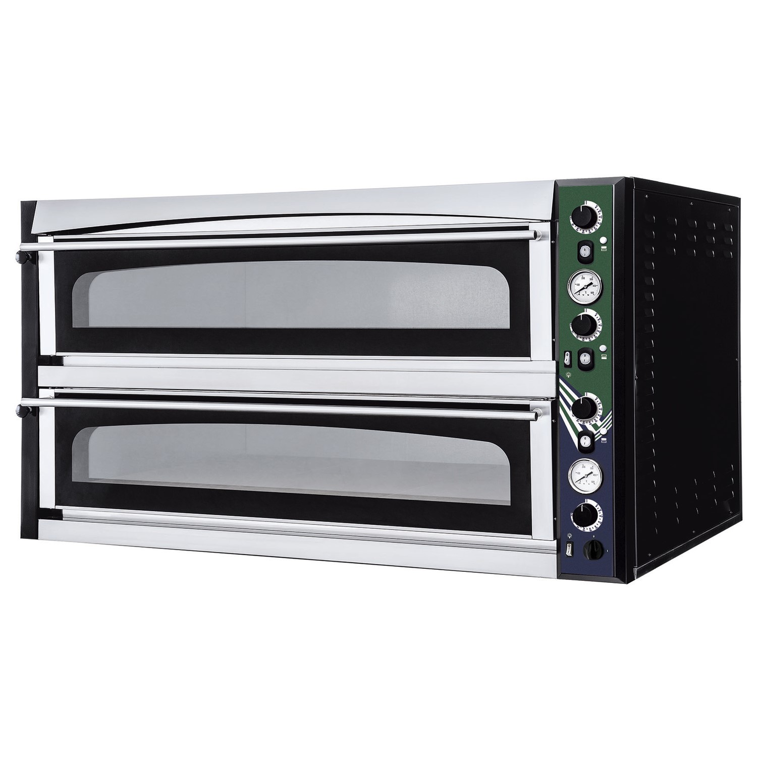 Hostek Stainless Steel & Black Commercial Italian Double Deck Pizza Oven 18 X 14 Pizzas 1 Phase 1F062073