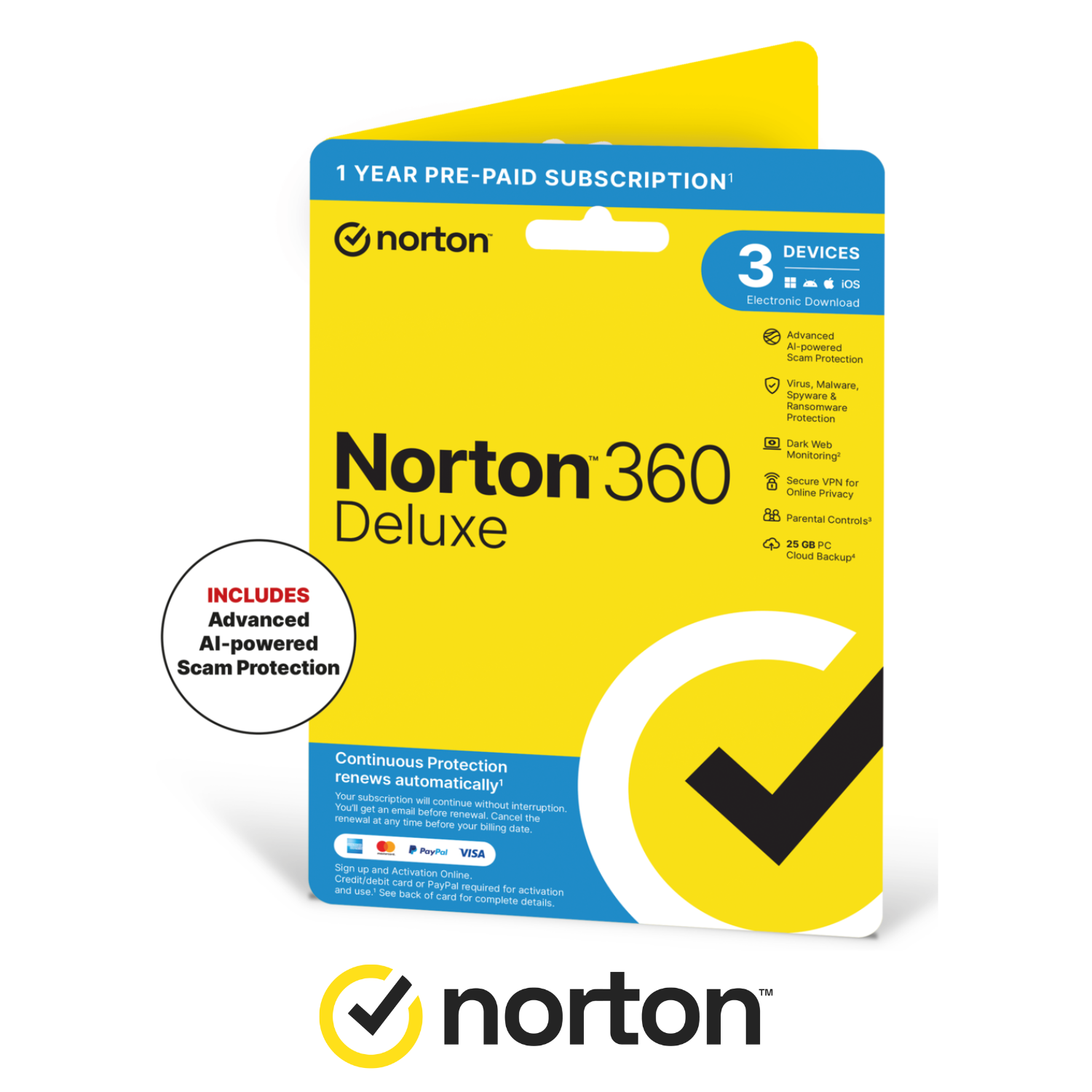 Norton Dark 360 Deluxe Internet Security With Vpn 3 Devices 12 Month Subscription