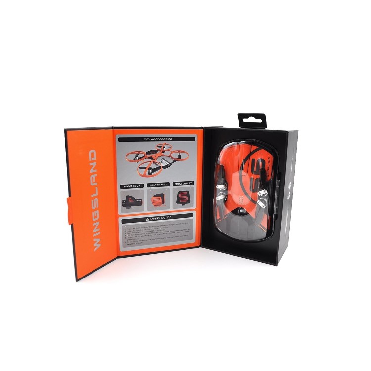 Wingsland S6 4K Foldable Pocket Sized Camera Drone - Orange - With Free Battery 