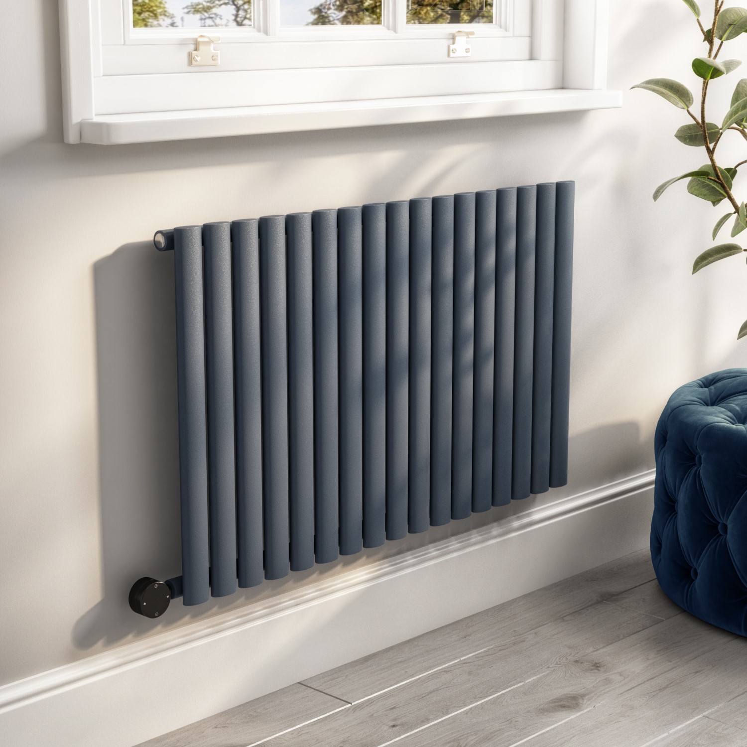 Electriq Anthracite Horizontal Smart Electric Radiator With Wi-Fi Thermostat 1200W H600xw1003mm Bathroom Safe HS17-600-1.2DGW - Image 3