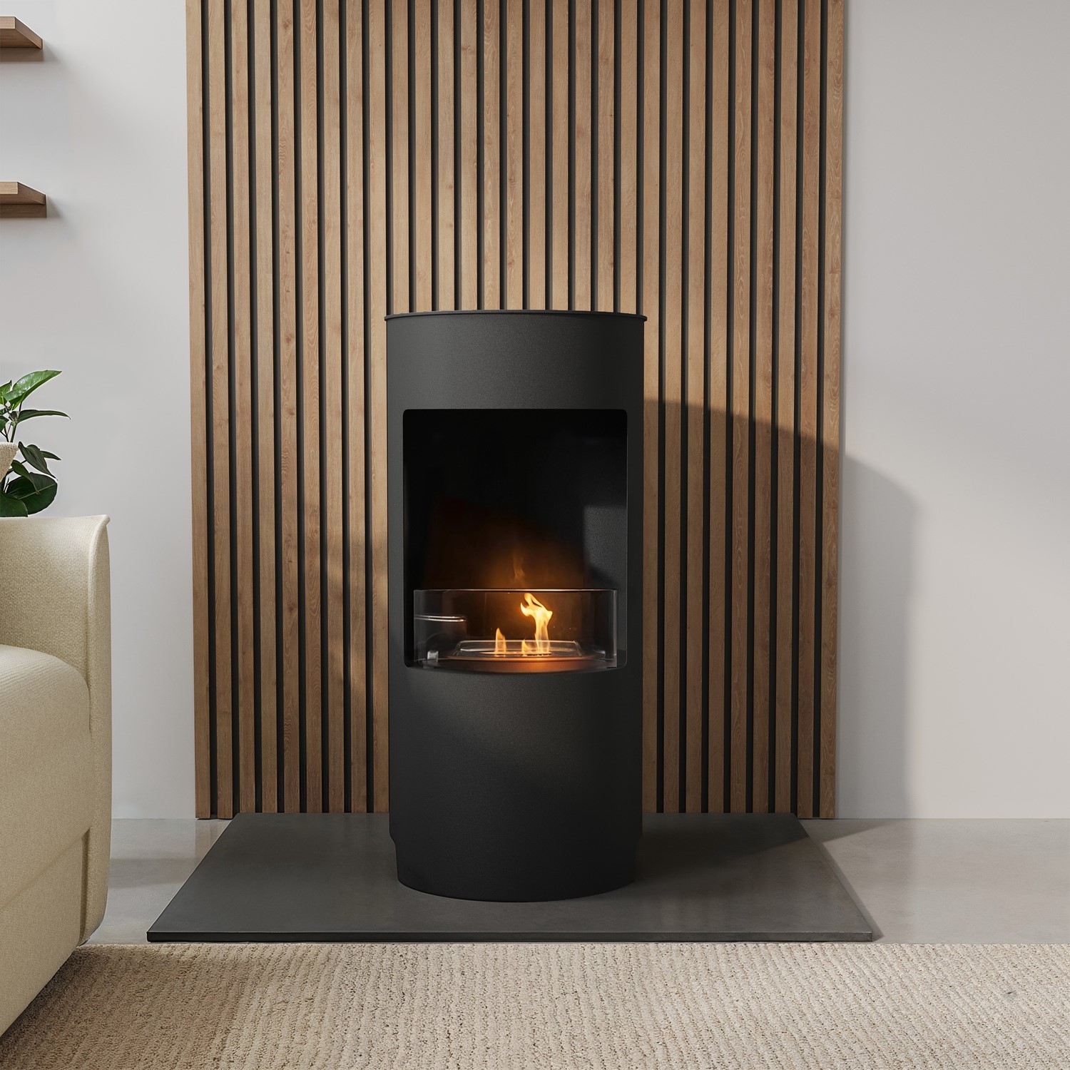 Amberglo Round Bioethanol Wood Burning-Style Flueless Stove AGL078 - Image 3