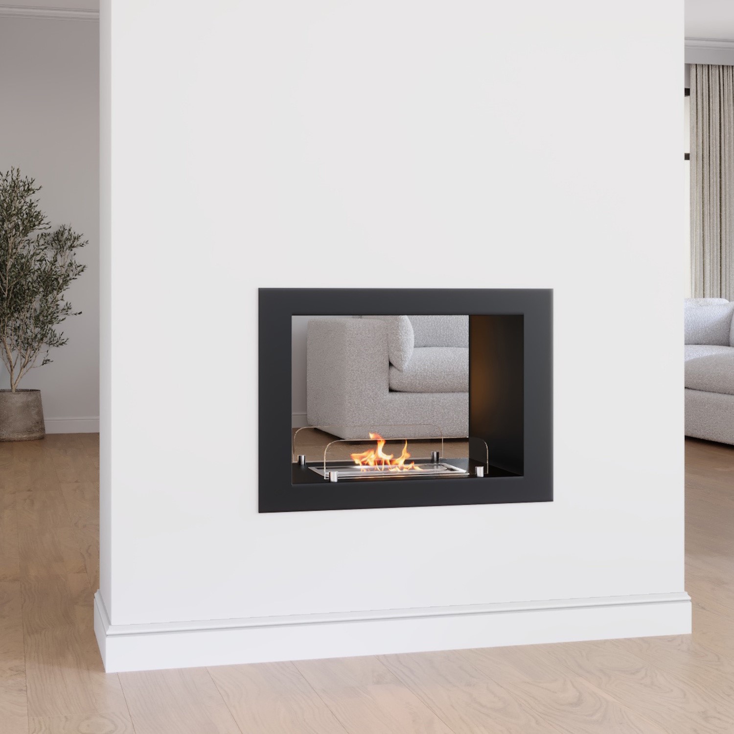 B&Q - Double-Sided Bioethanol Fireplace In Black27 InchAmberglo - Image 3