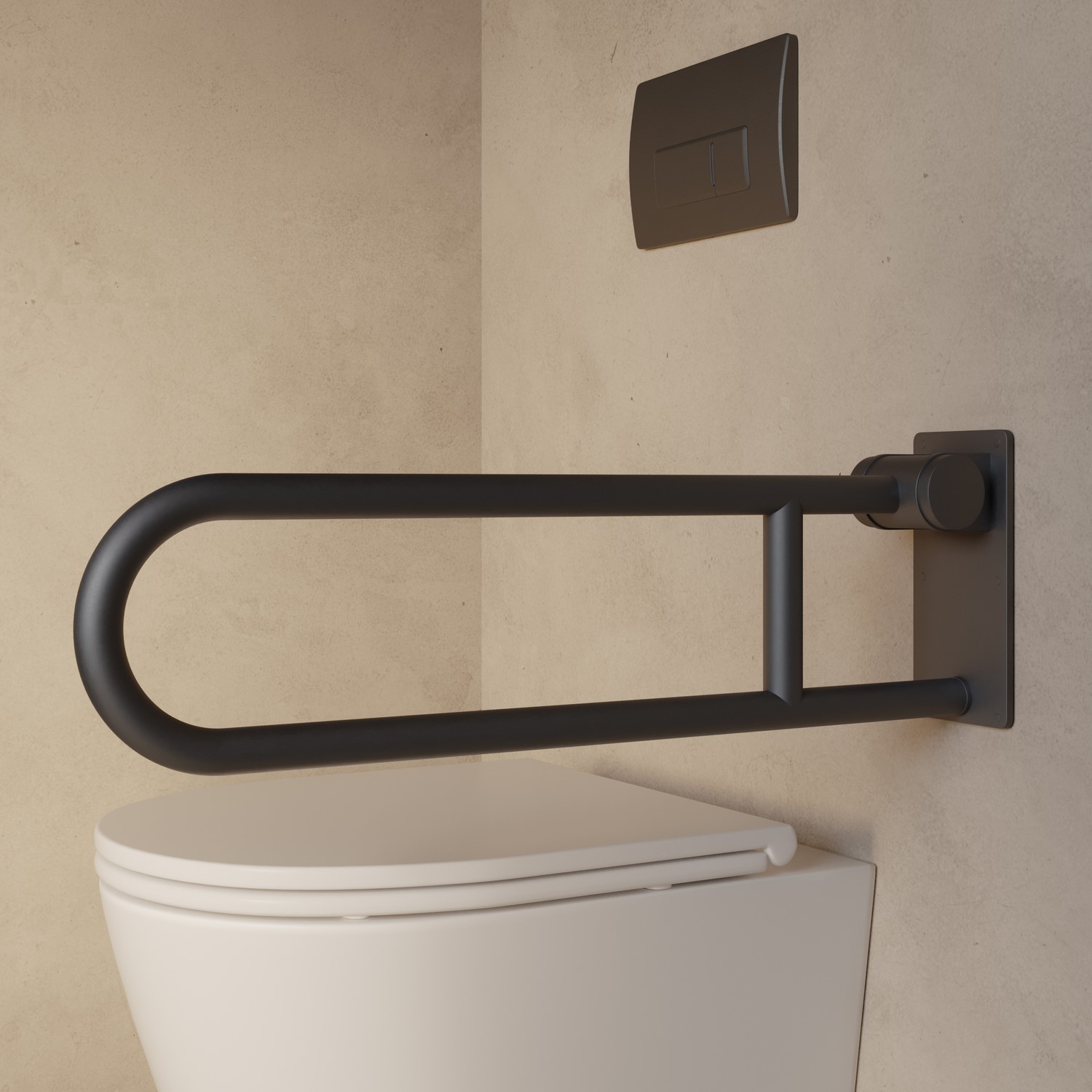 Arissa Gunmetal Folding Bathroom Grab Rail 600 X 160Mm DRY-UXFS-01-600-GM - Image 3