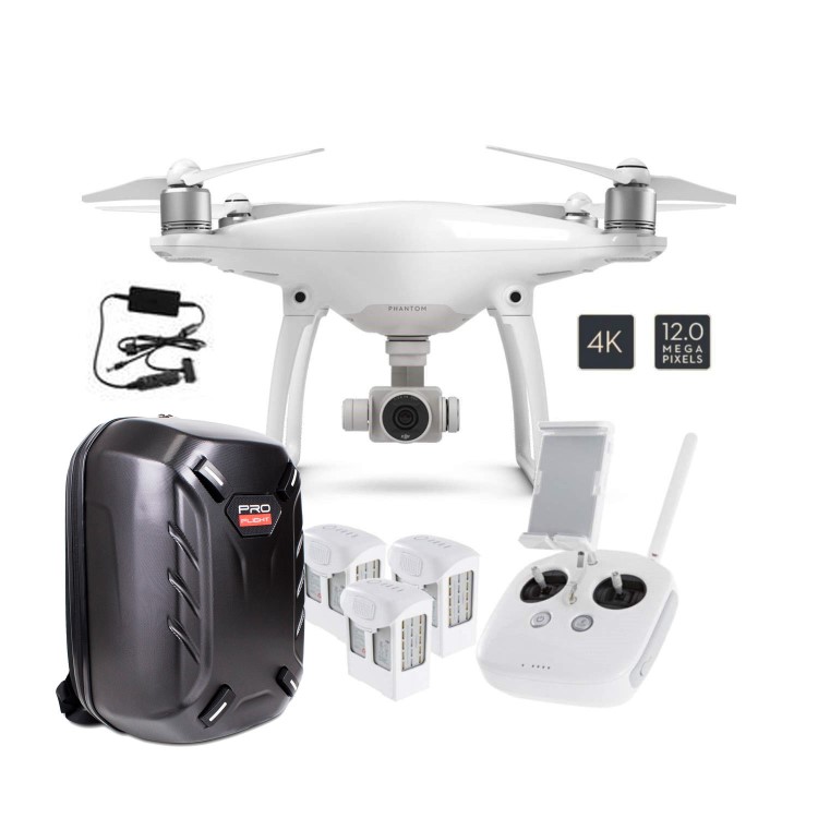 DJI Phantom 4 + Two Extra Batteries Car Charger & Free Hardshell Backpack