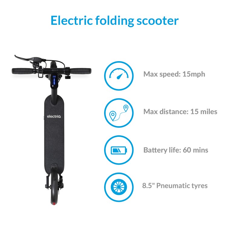 GRADE A2 - electriQ Active Electric Scooter - Black - 25km Range - 25km/h - LG battery
