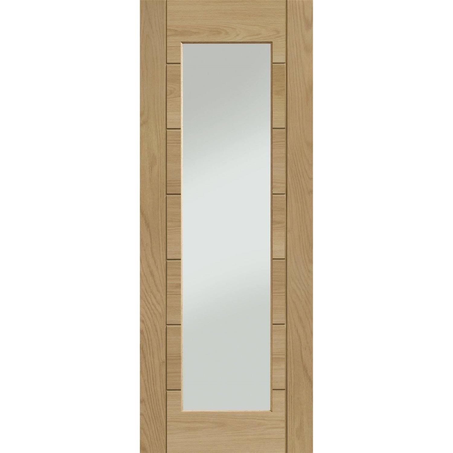 Brown Internal Oak Fully-Glazed Door With Clear Glass - Pre-Finished - 1981 X 610 X 35Mm - Palermo Essential - Xl Joinery - Image 2