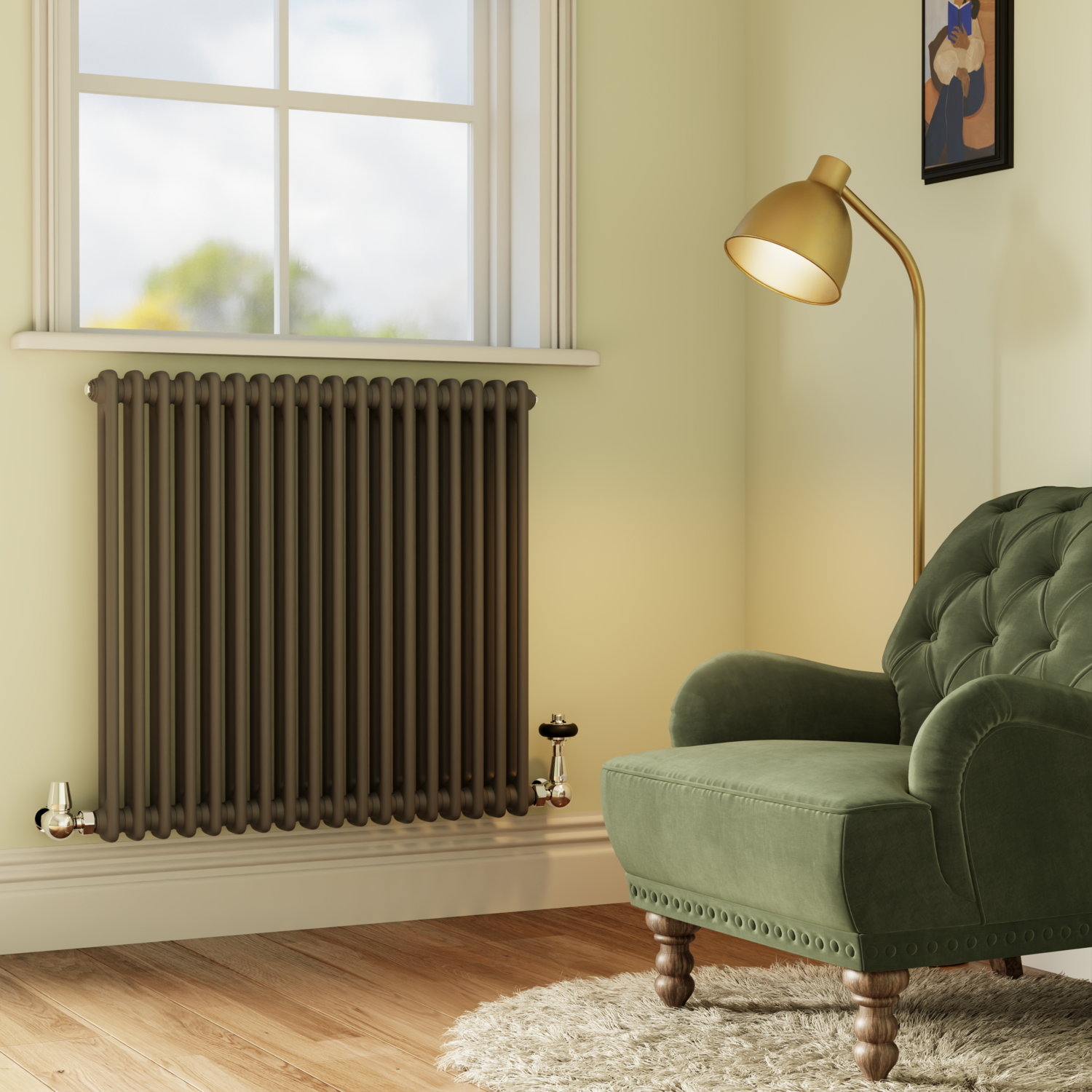 Reggio Anthracite Horizontal Double Column Radiator 800X830mm 3713 Btu Cast Iron Style HCD18-800-DGCT - Image 3