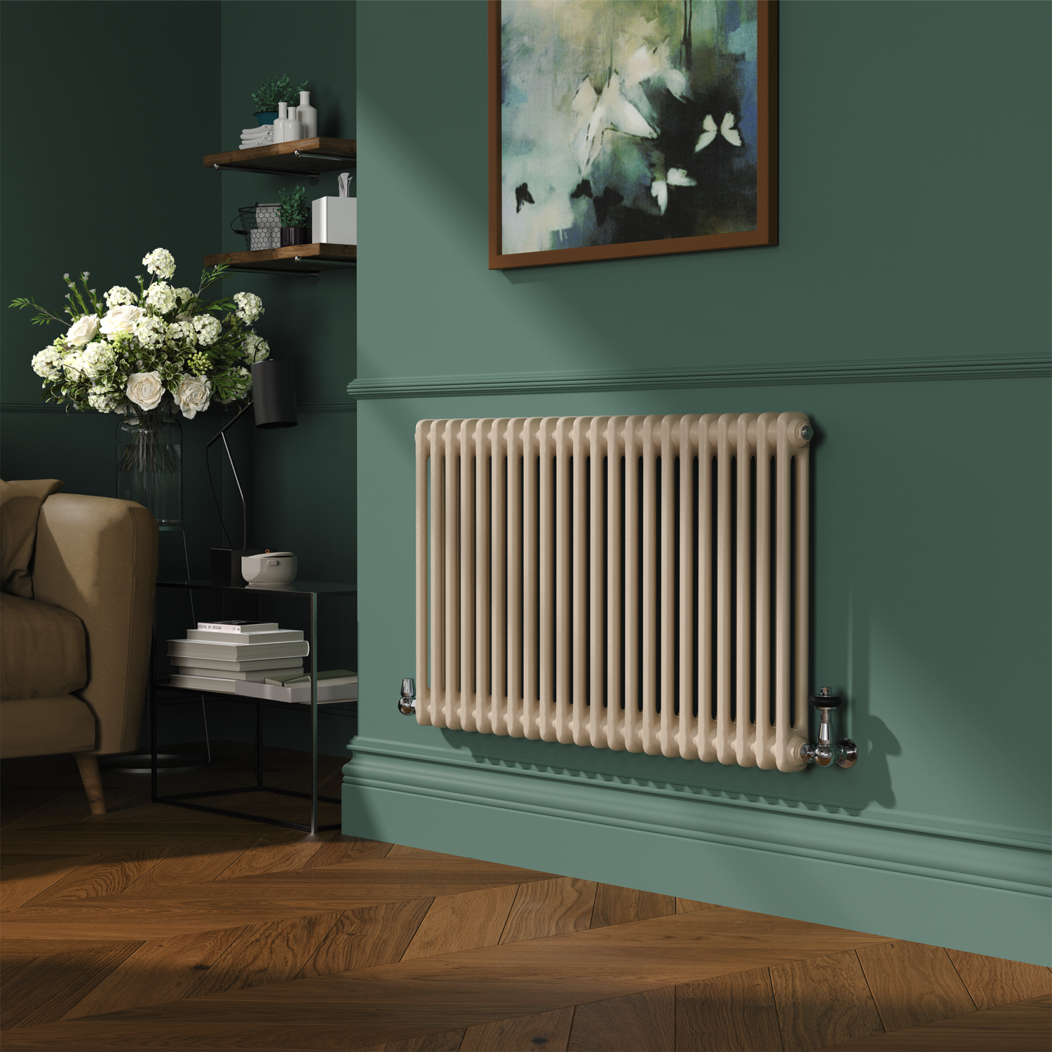 Reggio Cleopatra Horizontal Double Column Traditional Radiator 600X1010mm 3462 Btu - Cast Iron Style - Image 3