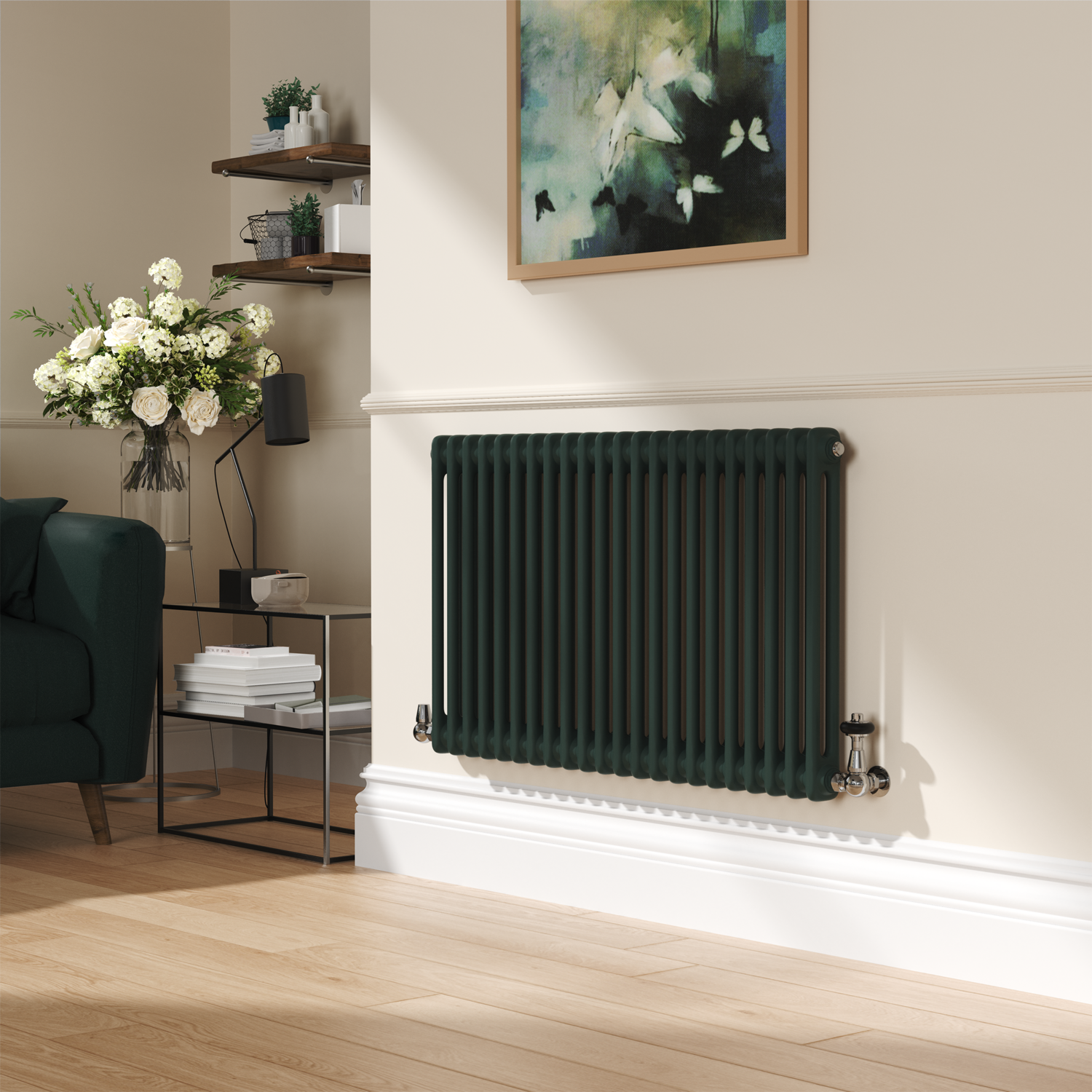 Reggio Green Ever Horizontal Double Column Traditional Radiator 600X1010mm 3462 Btu - Cast Iron Style - Image 3