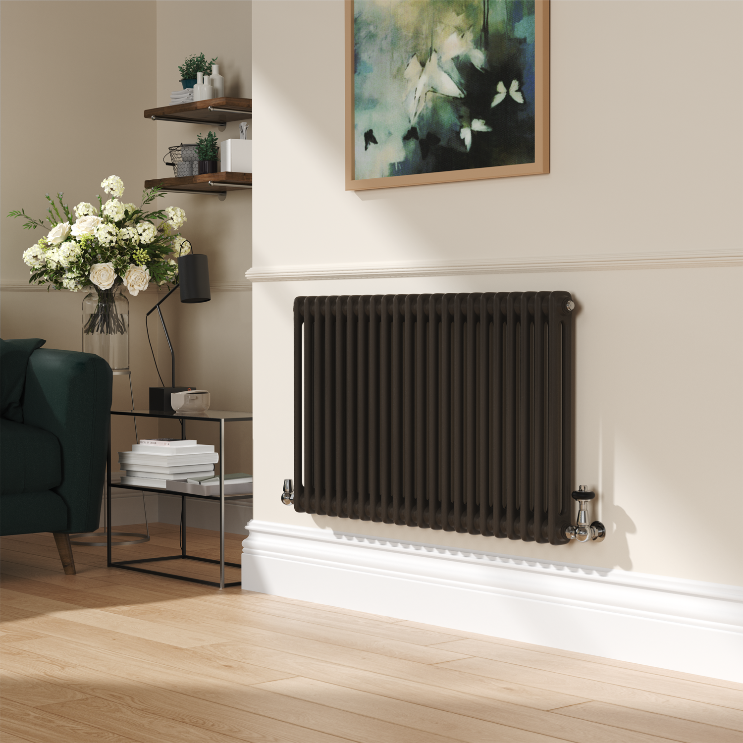 Reggio Russet Horizontal Double Column Traditional Radiator 600X1010mm 3462 Btu Cast Iron Style HCD22-600-RUCT - Image 3