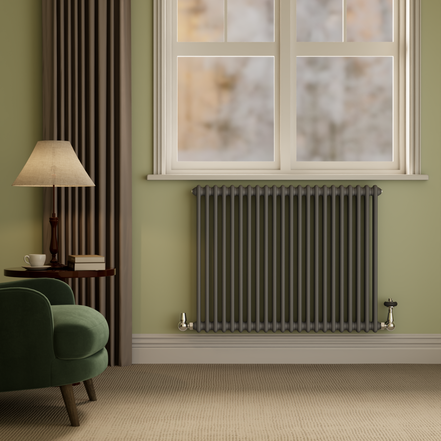 Reggio Anthracite Horizontal Double Column Radiator 800X1010mm 4535 Btu Cast Iron Style HCD22-800-DGCT - Image 3