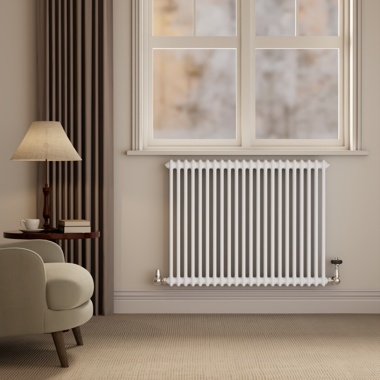 Reggio White Horizontal Double Column Radiator 800X1010mm 4535 Btu - Cast Iron Style - Image 3