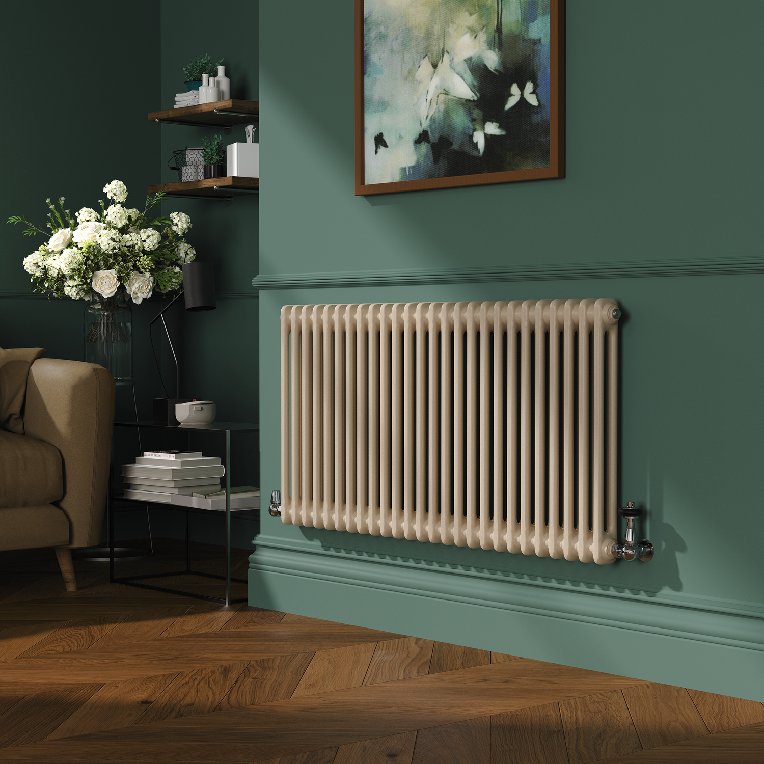 Reggio Cleopatra Horizontal Double Column Traditional Radiator 600X1190mm 4091 Btu Cast Iron Style HCD26-600-CLCT - Image 3