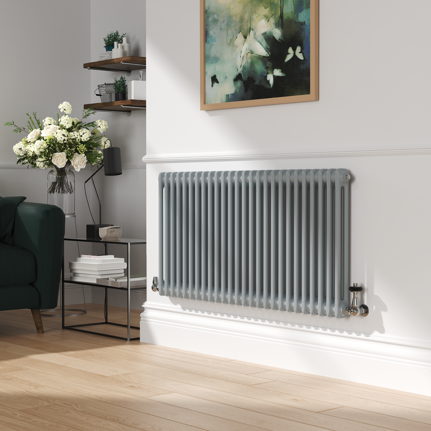 Reggio Salt & Pepper Horizontal Double Column Traditional Radiator 600X1190mm 4091 Btu Cast Iron Style HCD26-600-SPCT - Image 3
