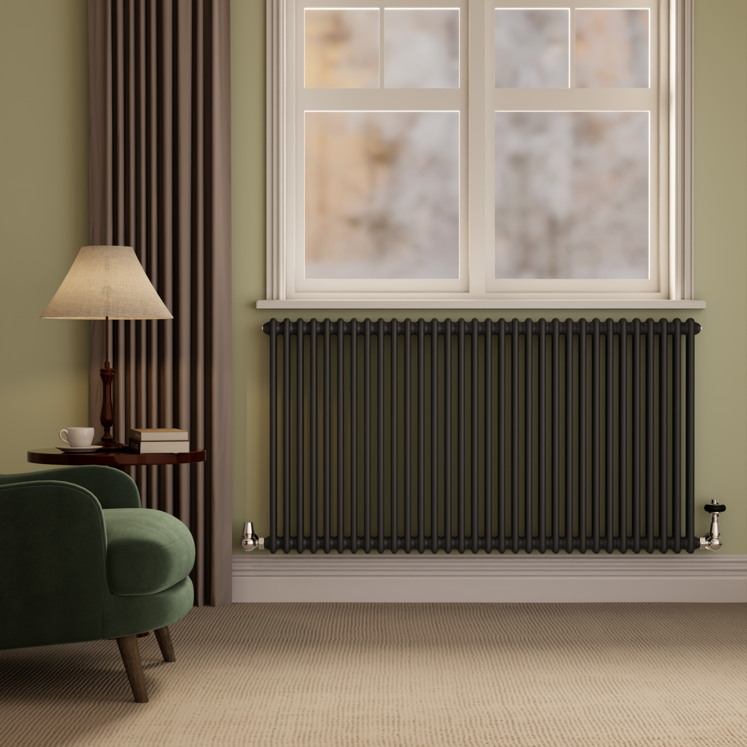 Reggio Midnight Horizontal Double Column Radiator 800X1460mm 6598 Btu Cast Iron Style HCD32-800-BCT - Image 3