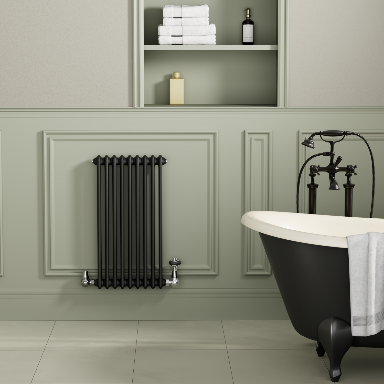 Reggio Black Midnight Horizontal Double Column Radiator 800X425mm 1855 Btu - Cast Iron Style - Image 3