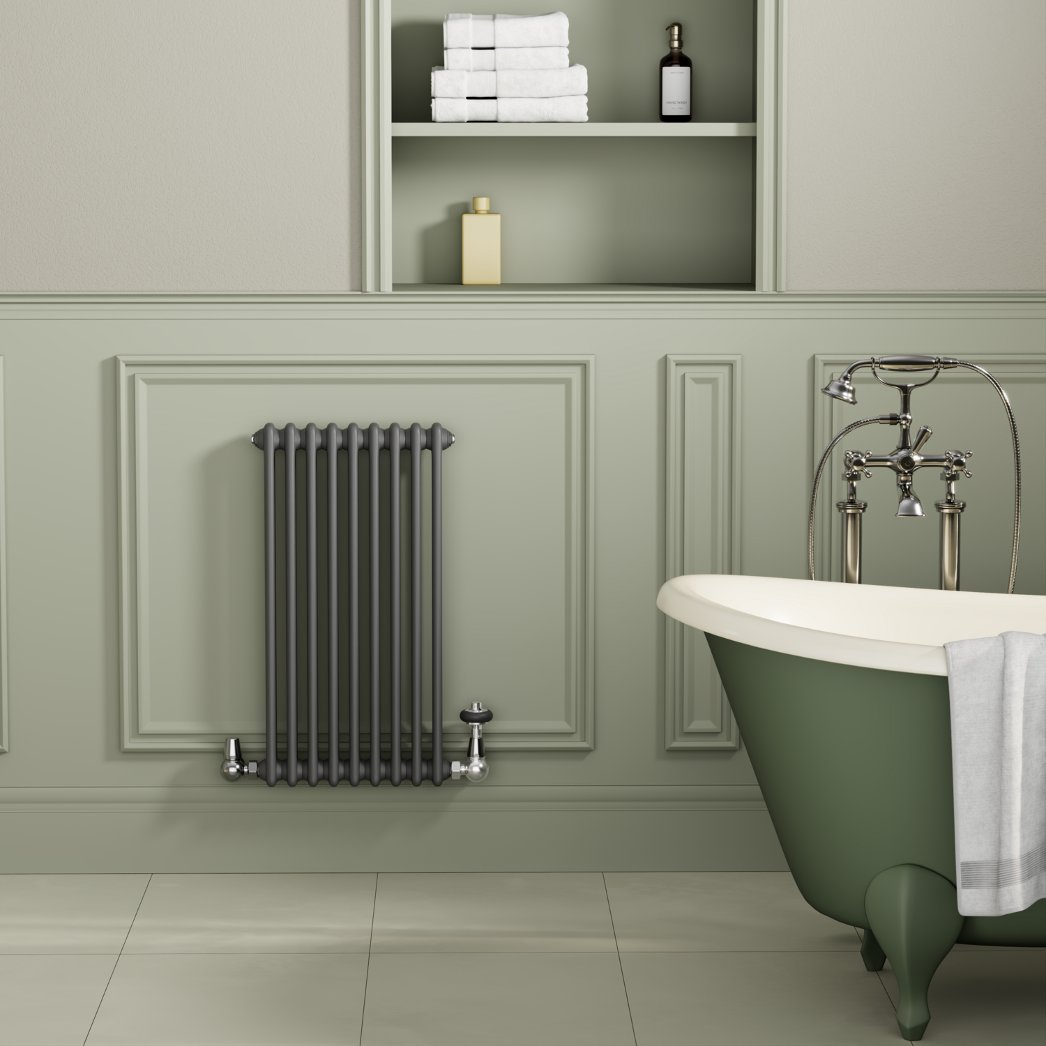 Reggio Grey Anthracite Horizontal Double Column Radiator 800X425mm 1855 Btu - Cast Iron Style
