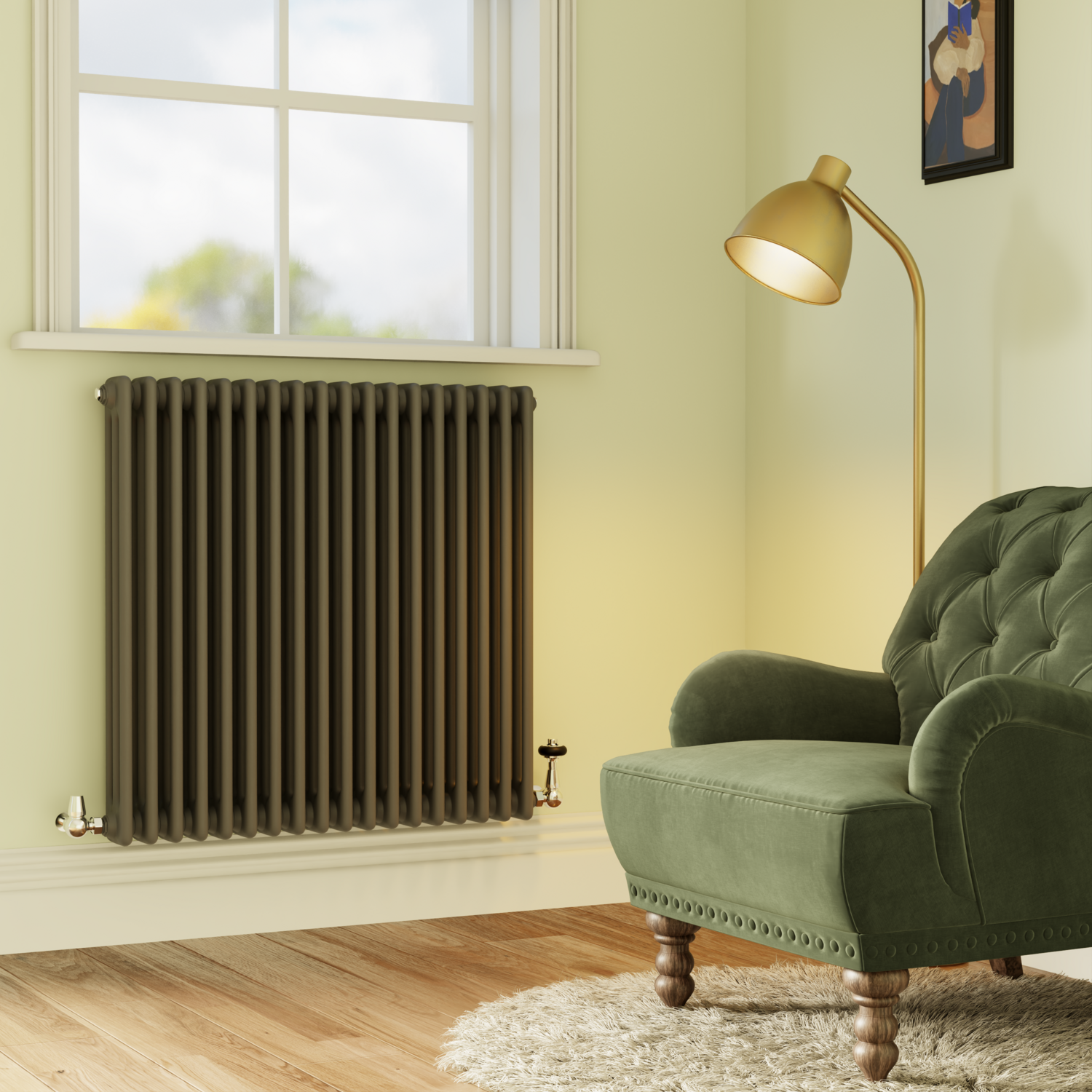 Reggio Anthracite Horizontal Triple Column Radiator 800X830mm 2411 Btu - Cast Iron Style - Image 3