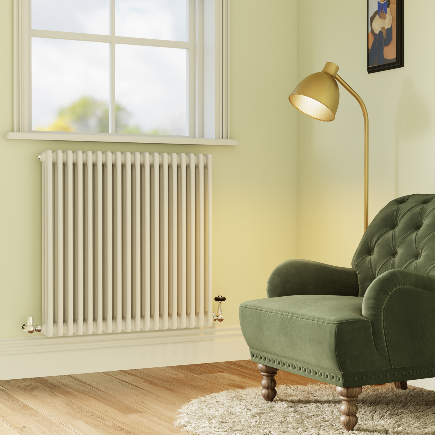 Reggio Horizontal Triple Column Radiator 800X830mm 2411 Btu Cast Iron Style HCT18-800-WCT - Image 3