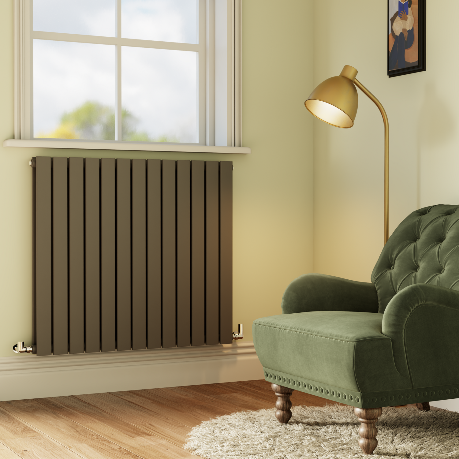 Riace Anthracite Horizontal Flat Designer Radiator 800X884mm Double Panel 4286 Btu HD13-800-DGCF - Image 3