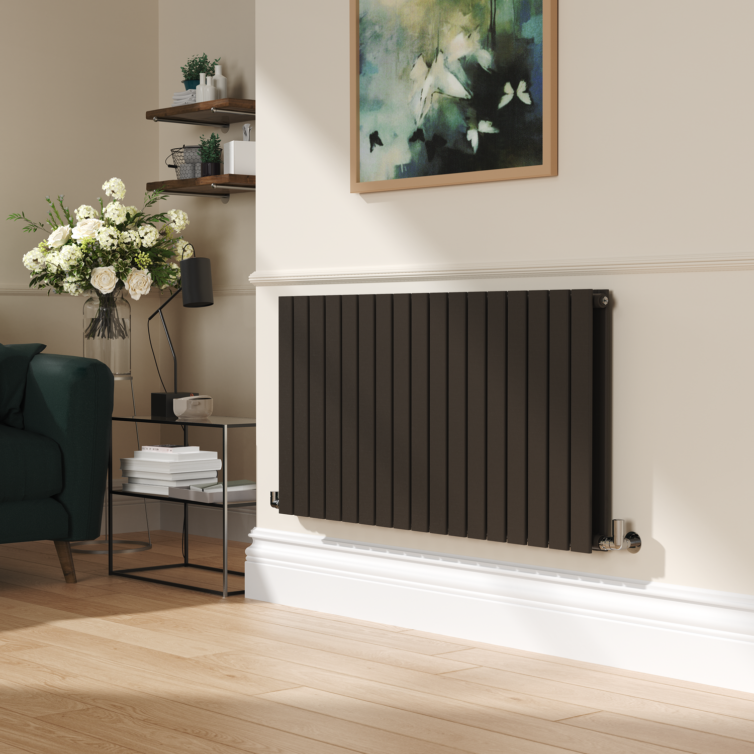Riace Russet Horizontal Flat Designer Radiator 600X1156mm Double Panel 4370 Btu HD17-600-RUCF - Image 3