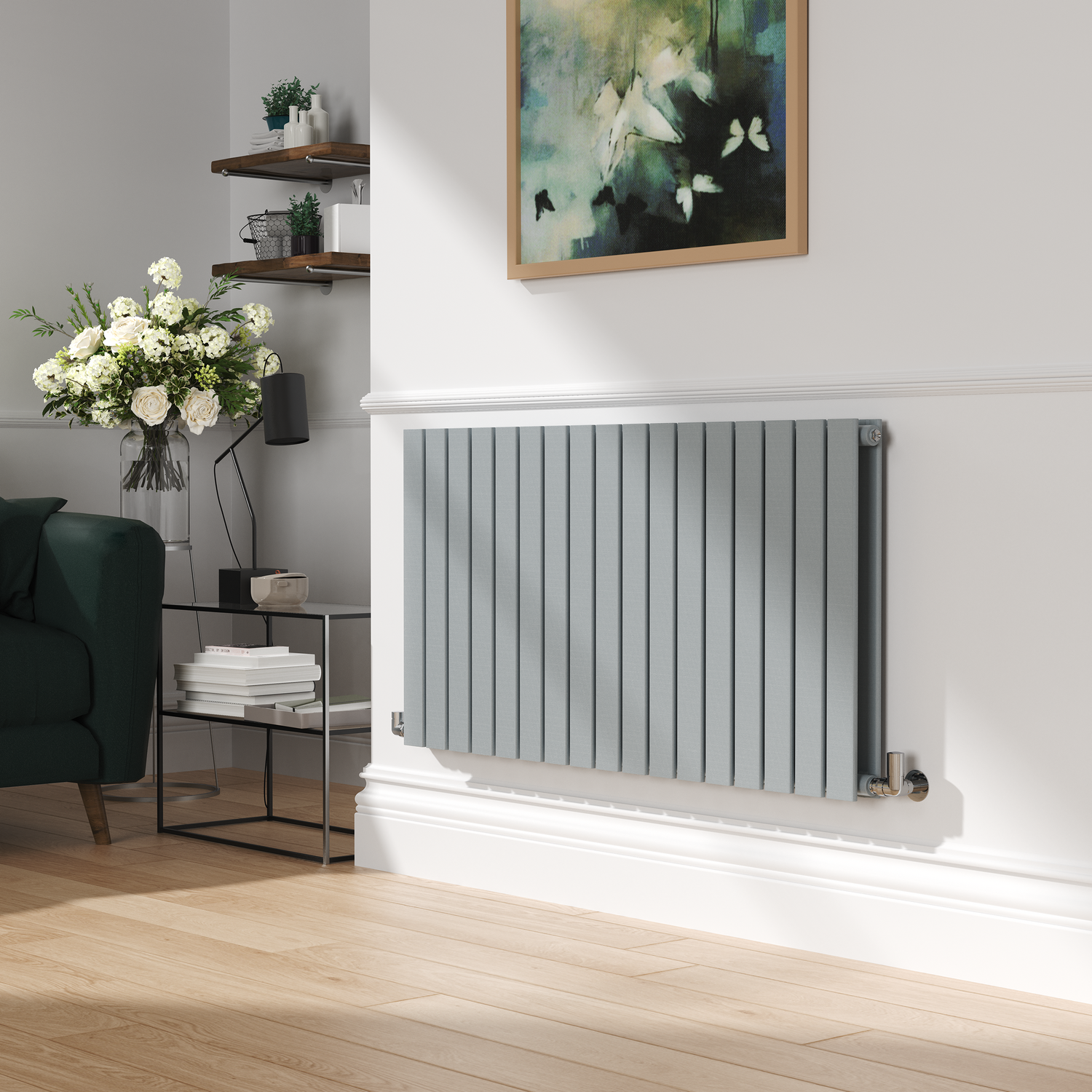 Riace Salt & Pepper Horizontal Flat Designer Radiator 600X1156mm Double Panel 4370 Btu - Image 3