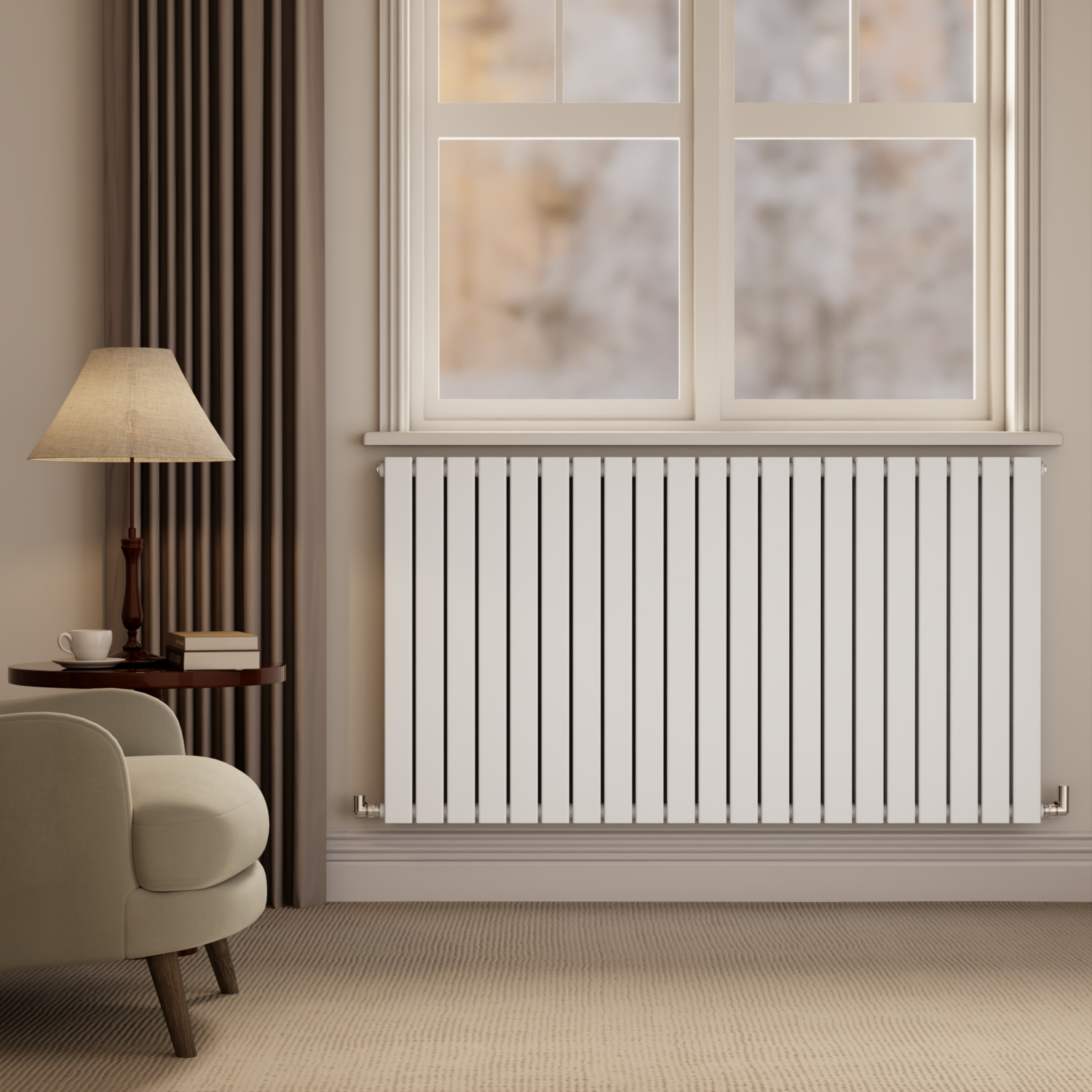 Riace White Horizontal Flat Designer Radiator 800X1428mm Double Panel 6926 Btu