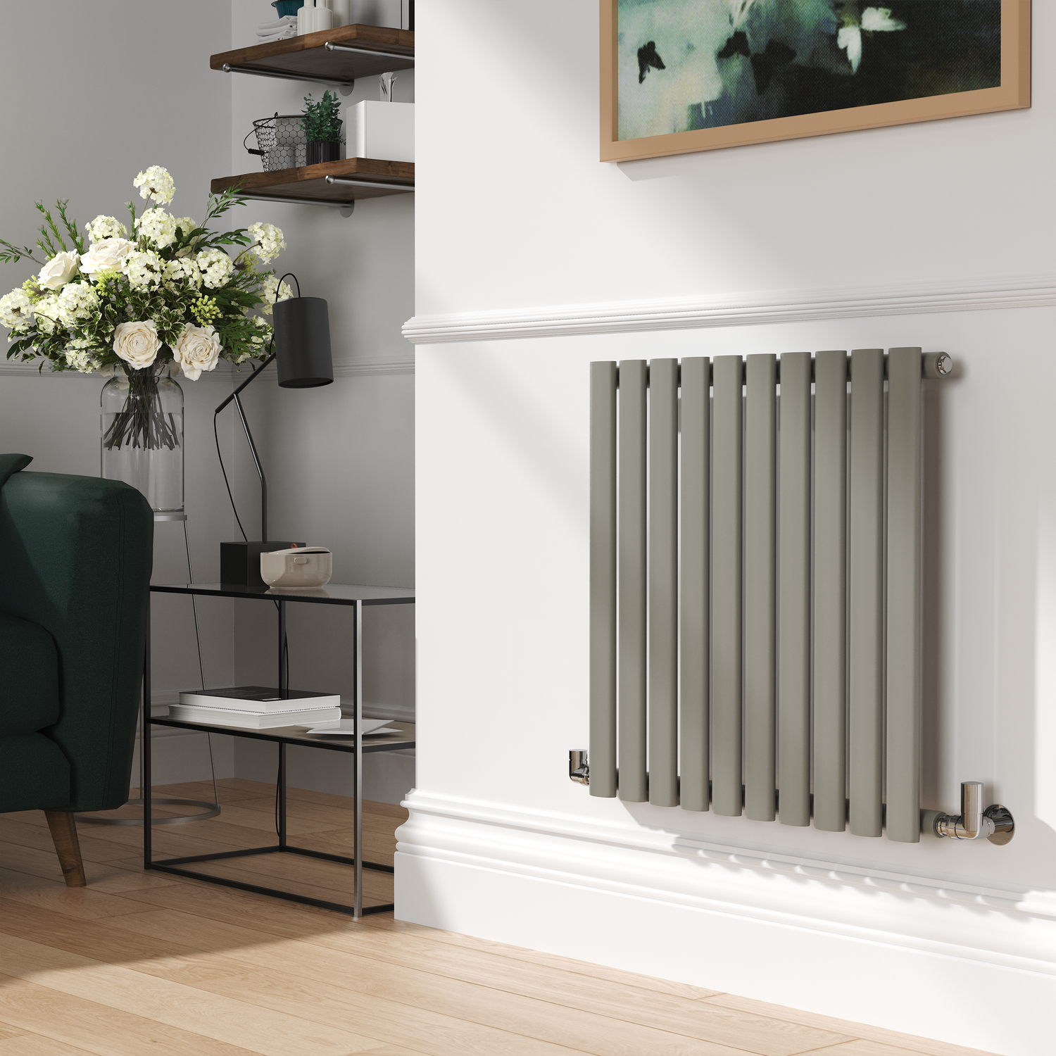 Sorrento Smoked Stone Horizontal Oval Designer Radiator 600X590mm Single Panel 1576 Btu - Image 3