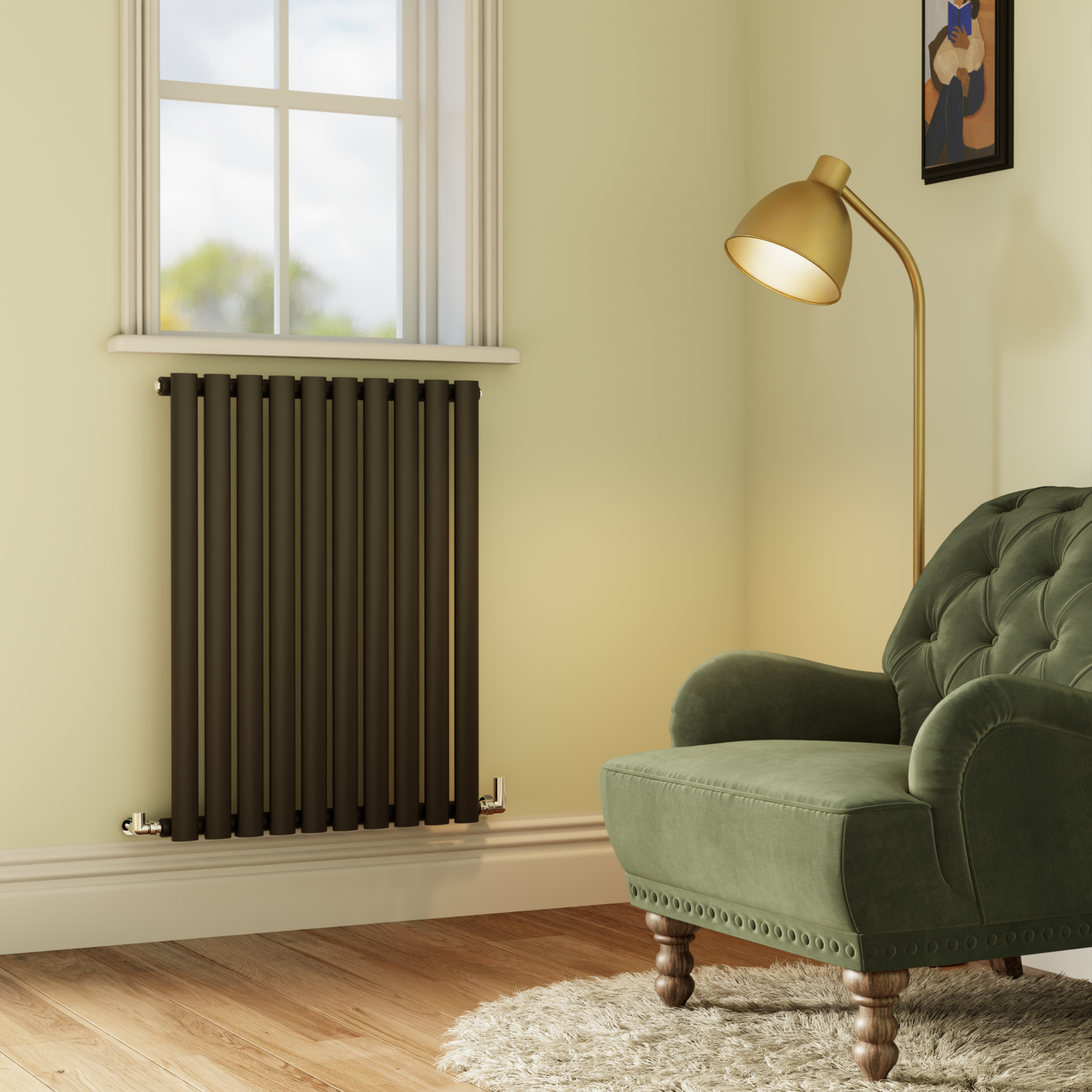 Sorrento Black Midnight Horizontal Oval Designer Radiator 800X590mm Single Panel 1947 Btu - Image 3