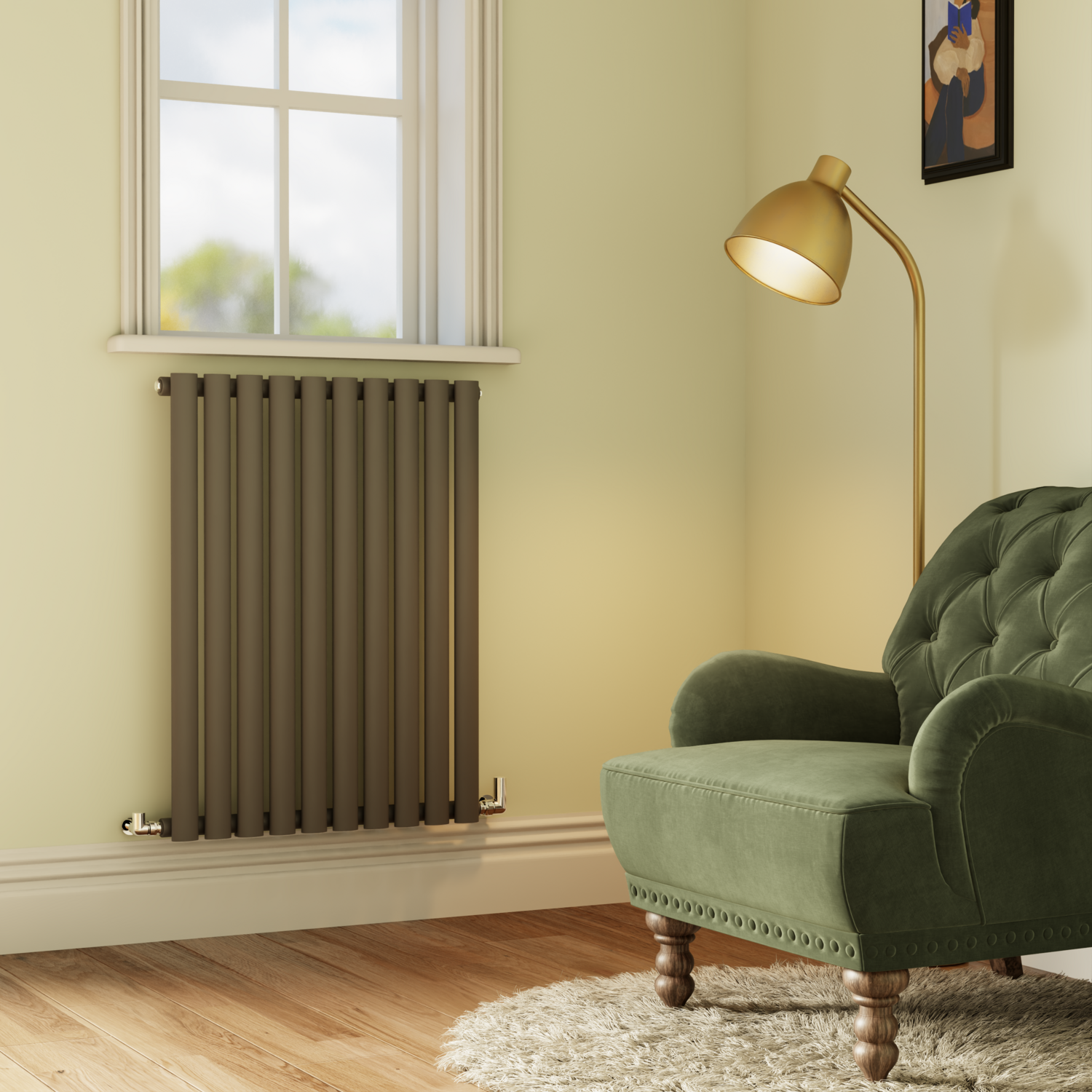 Sorrento Grey Anthracite Horizontal Oval Designer Radiator 800X590mm Single Panel 1947 Btu