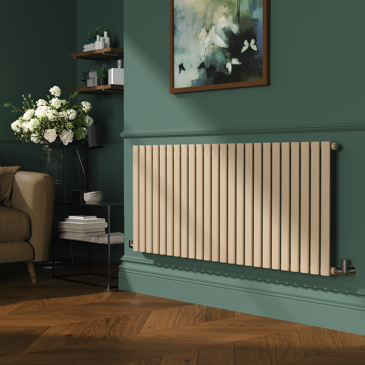 Sorrento Brown Elk Horizontal Oval Designer Radiator 600X1416mm Single Panel 3783 Btu