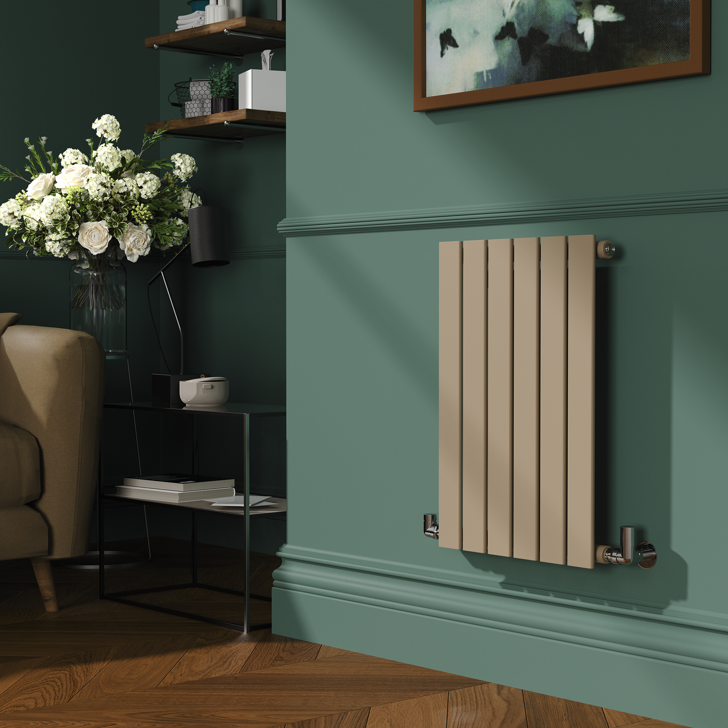 Riace Grey Horizontal Flat Designer Radiator 600X408mm Single Panel 953 Btu HS6-600-BGCF - Image 3