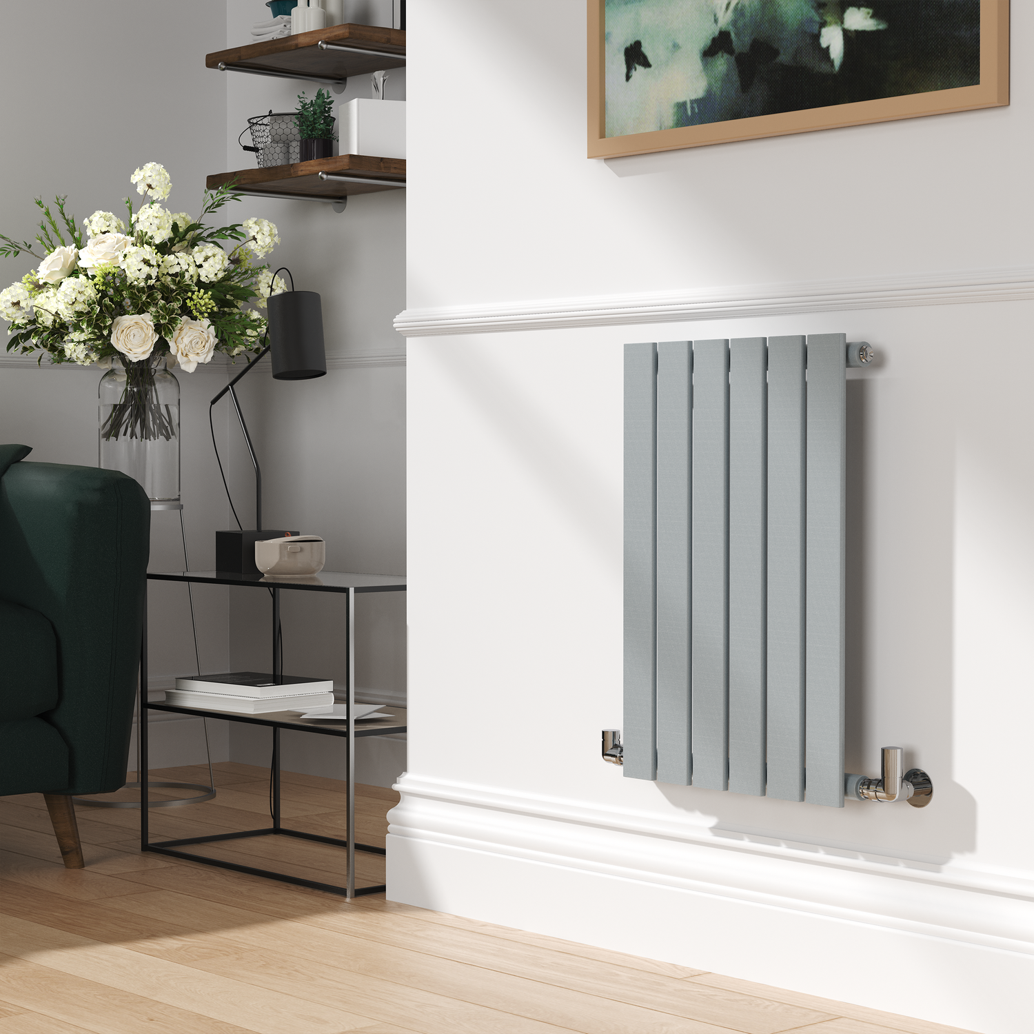 Riace Salt & Pepper Horizontal Flat Designer Radiator 600X408mm Single Panel 953 Btu - Image 3