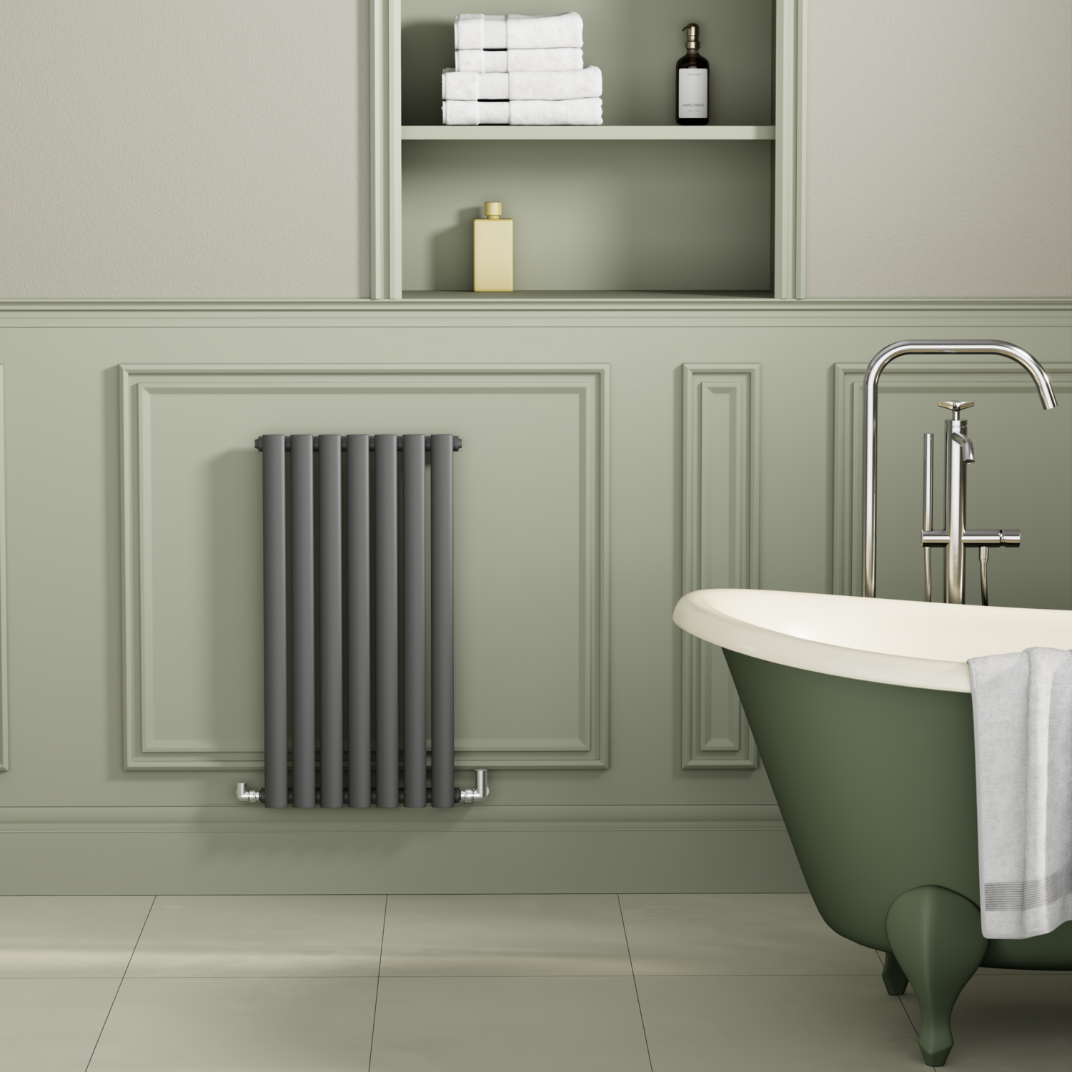 Sorrento Anthracite Horizontal Oval Designer Radiator 800X413mm Single Panel 1364 Btu - Image 3
