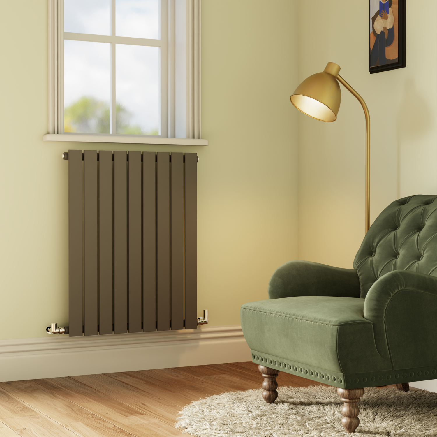 Riace Grey Anthracite Horizontal Flat Designer Radiator 800X612mm Single Panel 1947 Btu
