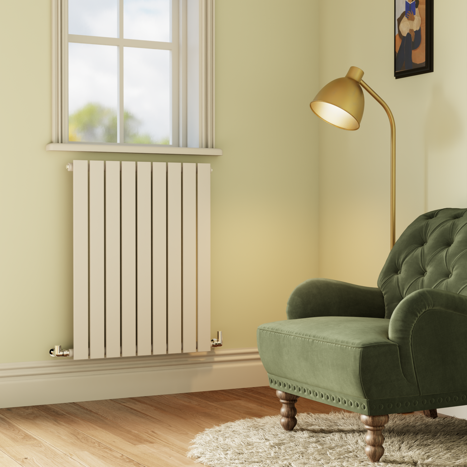 Riace White Horizontal Flat Designer Radiator 800X612mm Single Panel 1947 Btu - Image 3