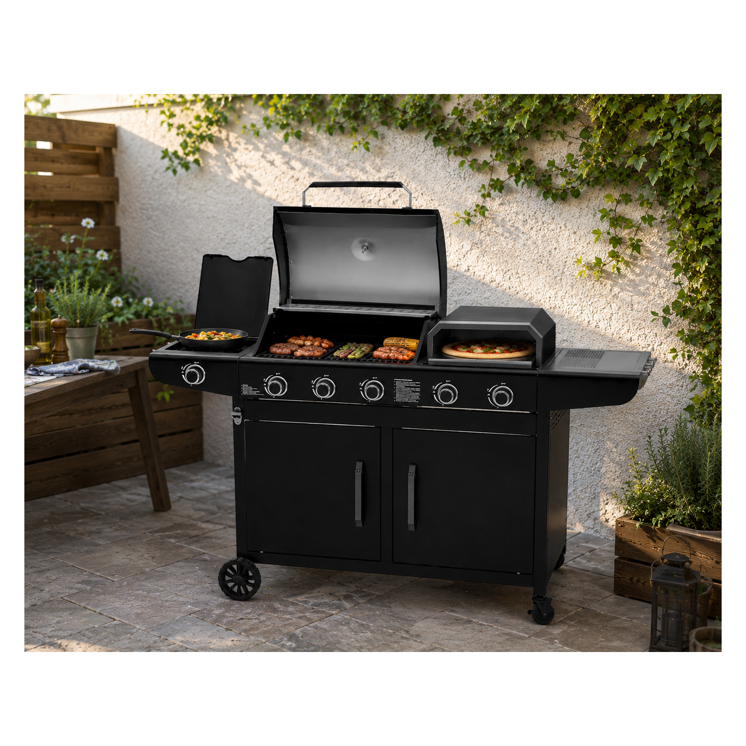 Boss Grill Black Forno 3-In-1 3 Burner Gas Bbq With Pizza Oven