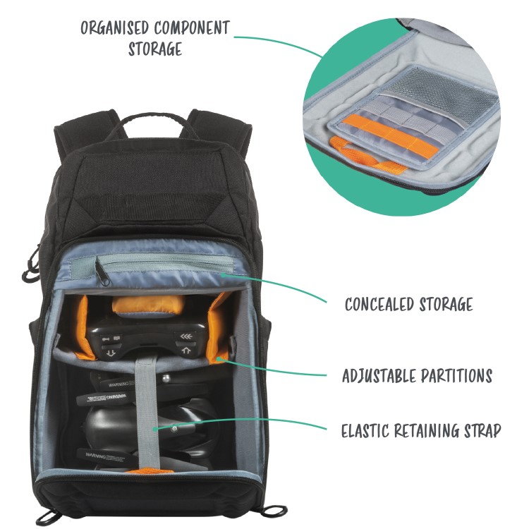 Drone Backpack with Front Hardshell - Black
