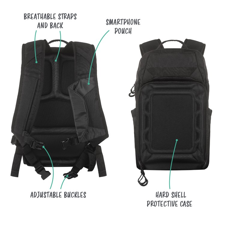 Drone Backpack with Front Hardshell - Black