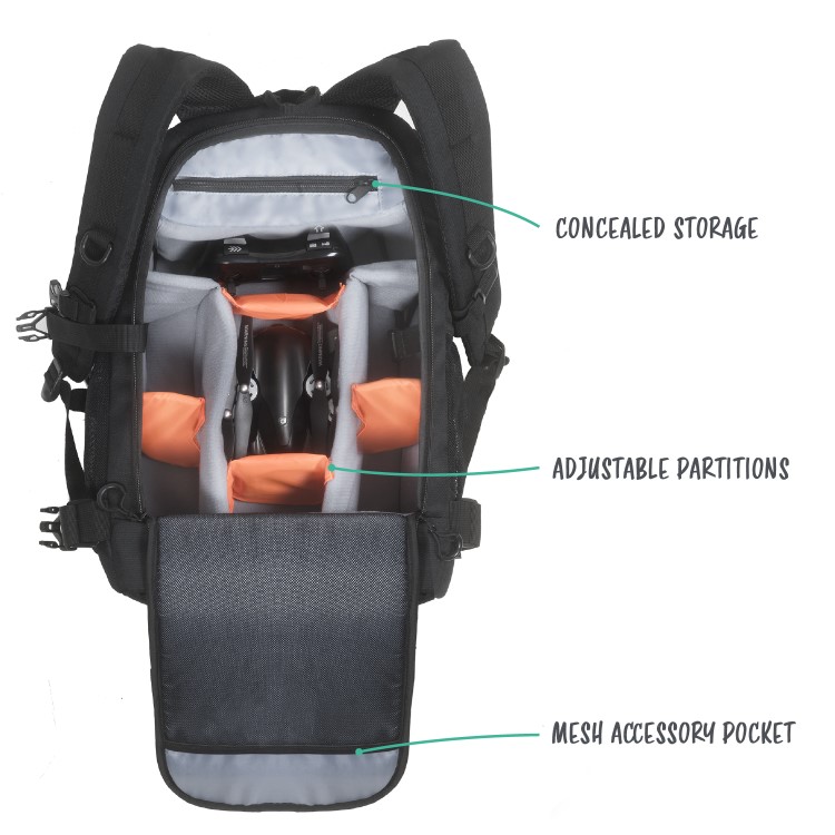 Anti-theft Drone backpack with Waterproof cover - Black