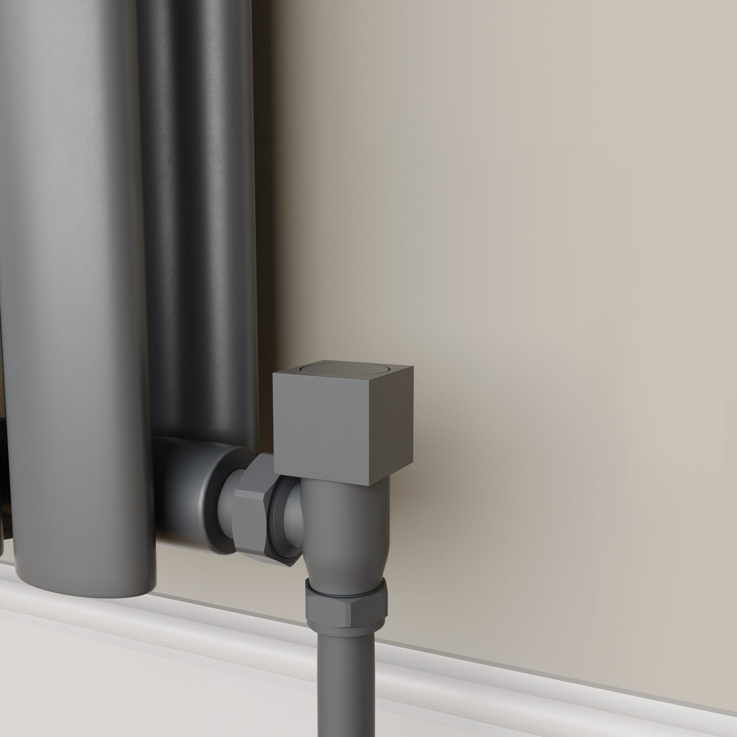 Elego  Gray Modern Manual Angled Radiator Valves (Pair) MAN-AG-2AG - Image 3