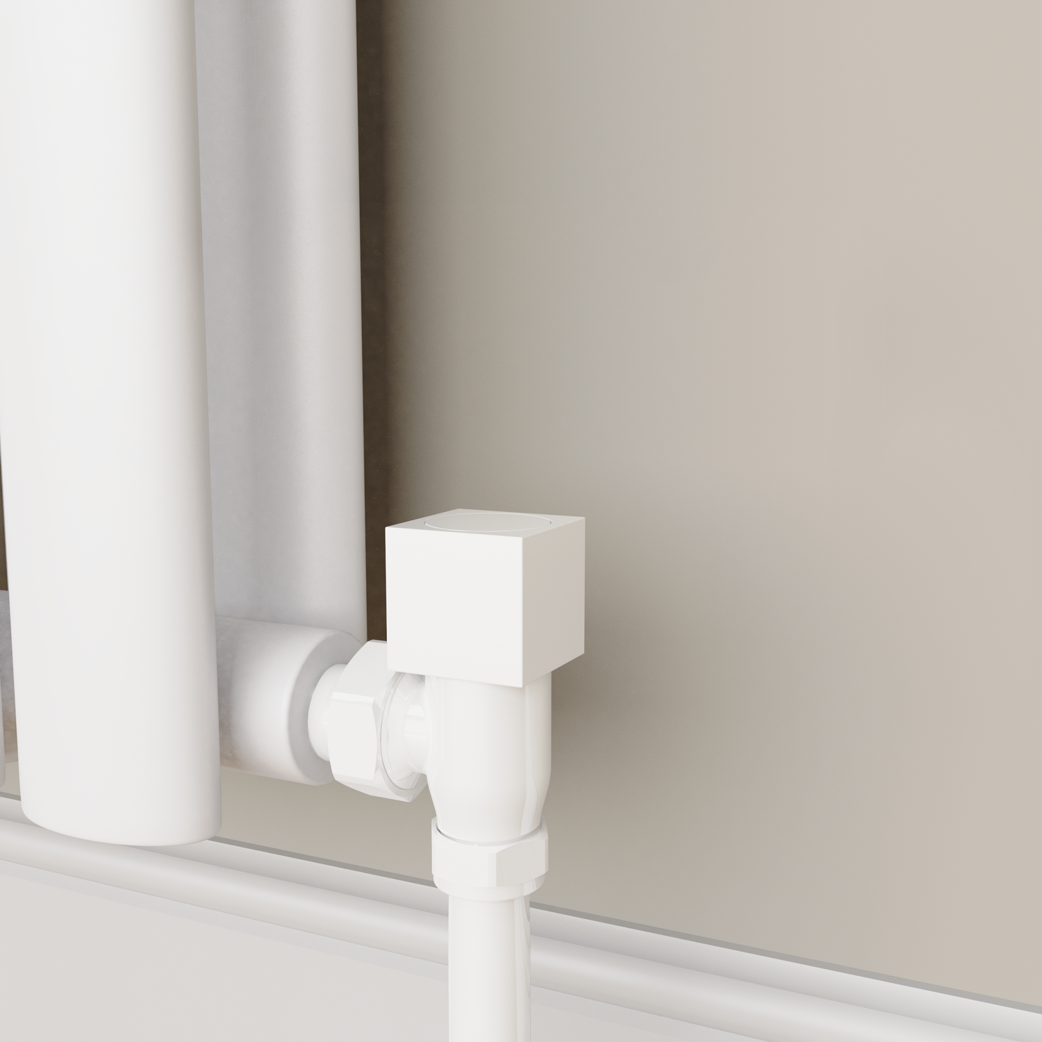 Elego White Modern Manual Angled Radiator Valves (Pair)