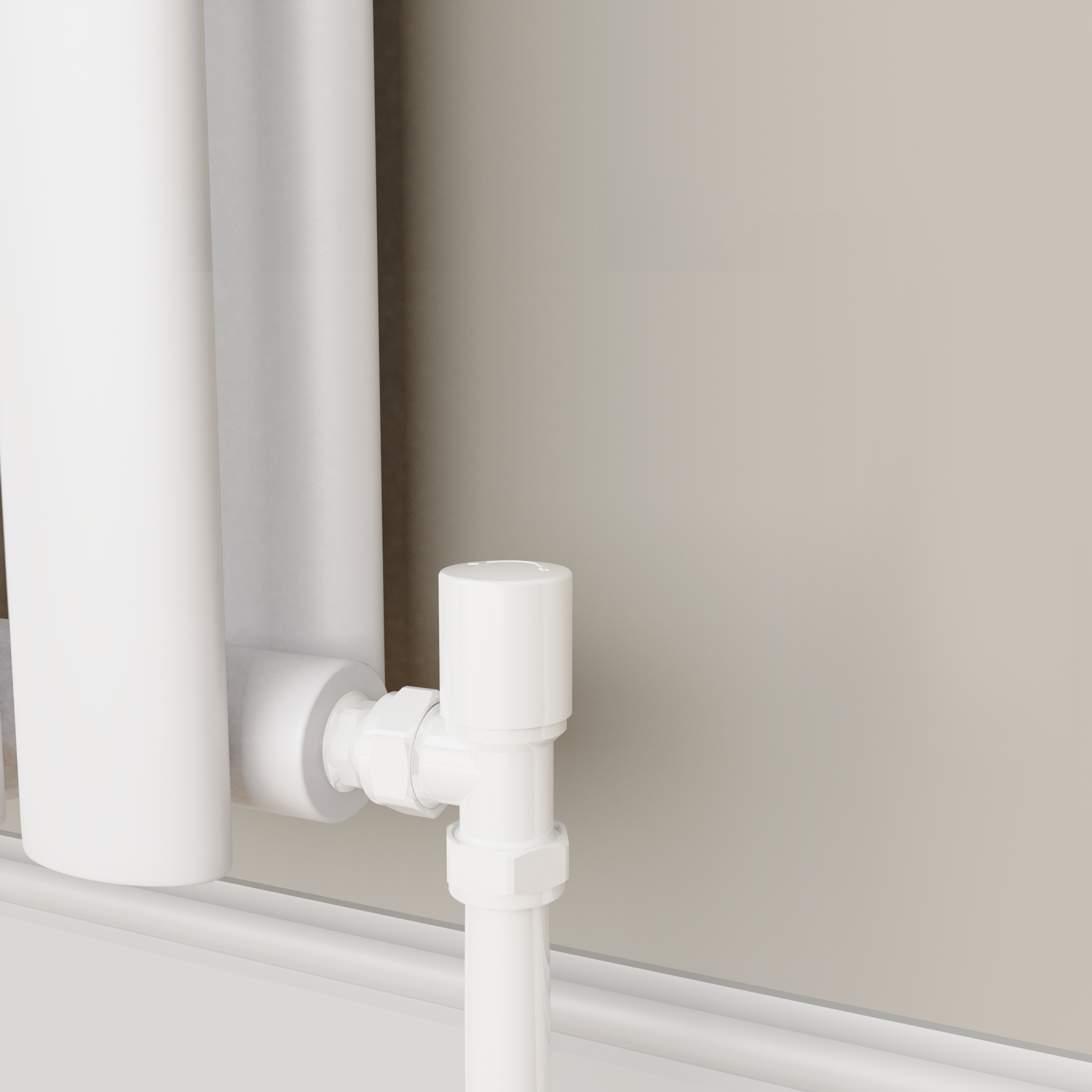 Elego White Modern Manual Angled Radiator Valves Pair - Image 3