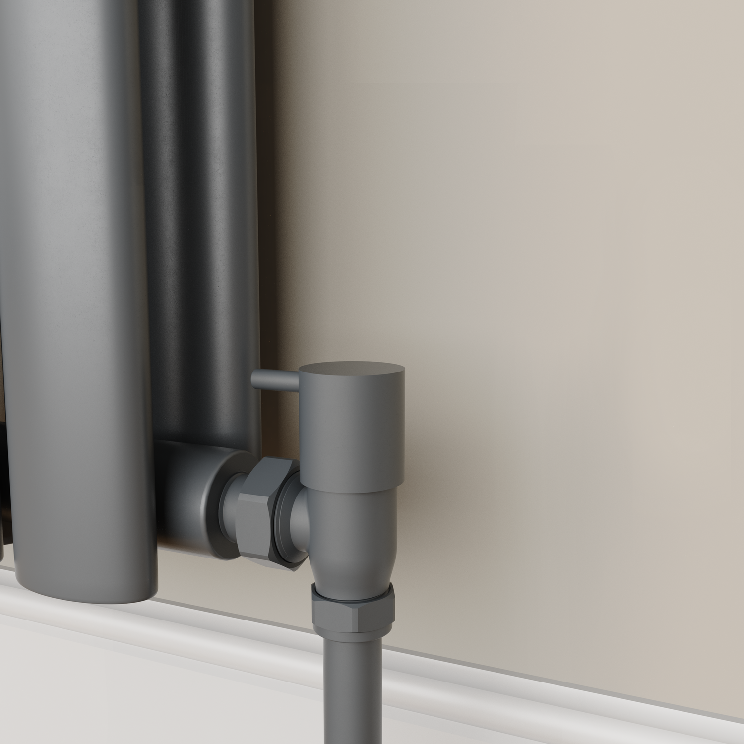 Elego Anthracite Gray Modern Manual Angled Radiator Valves (Pair) - Image 3