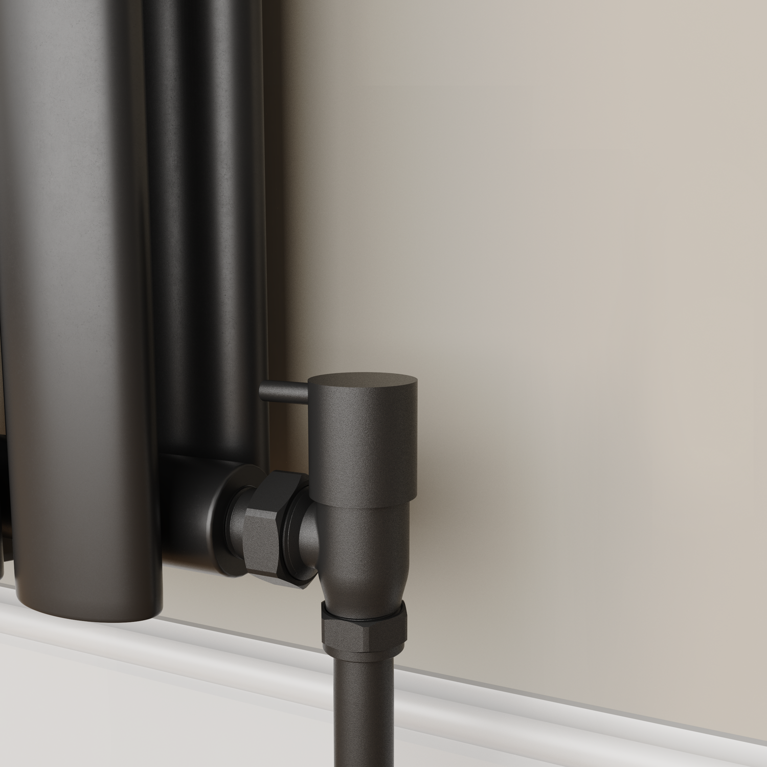 Elego Black Matte Modern Manual Angled Radiator Valves (Pair) - Image 3
