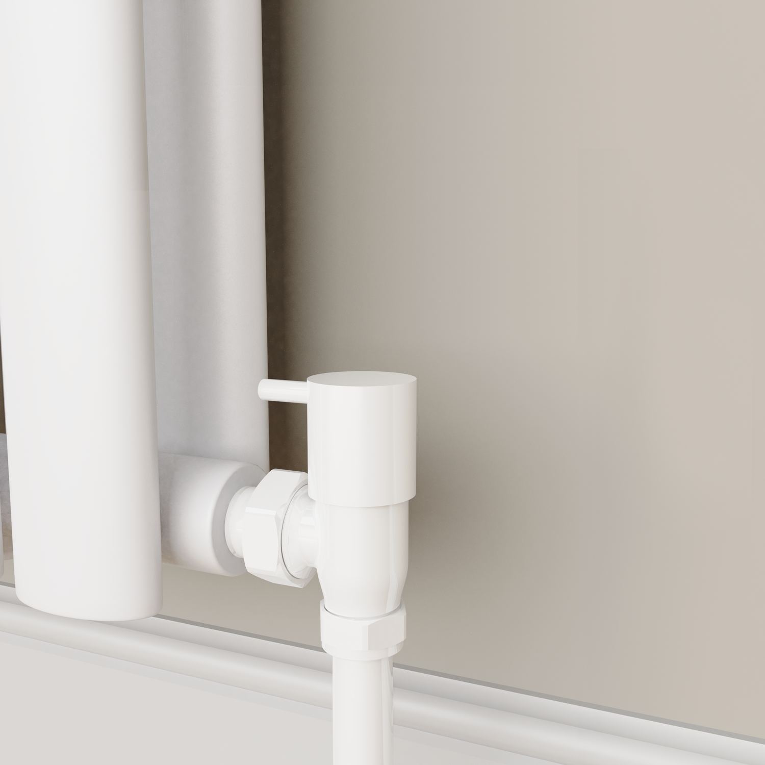 Elego White Modern Manual Angled Radiator Valves (Pair)