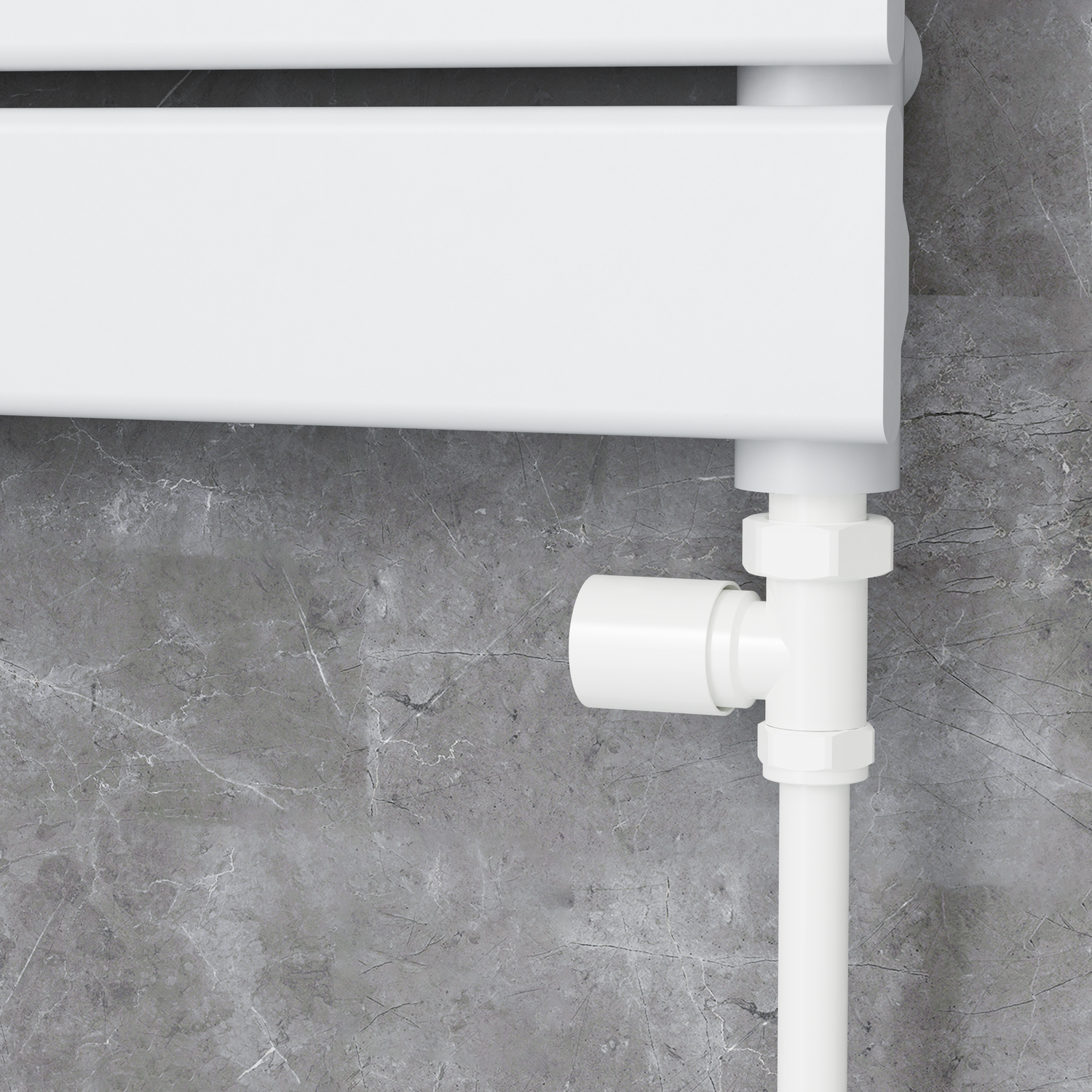Elego White Modern Manual Straight Radiator Valves (Pair)