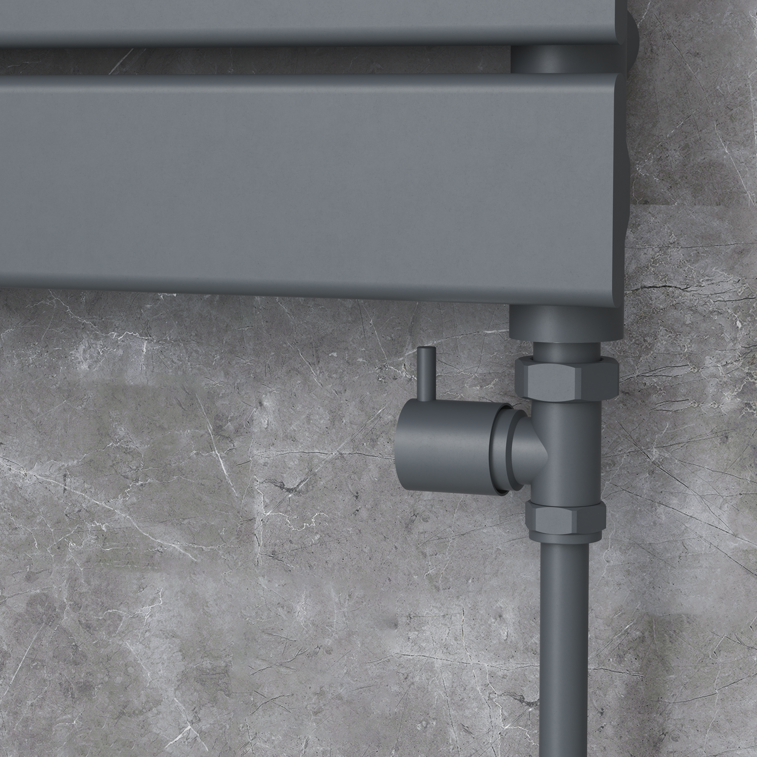Elego Gray Modern Manual Straight Radiator Valves (Pair) MAN-ST-4AG - Image 3